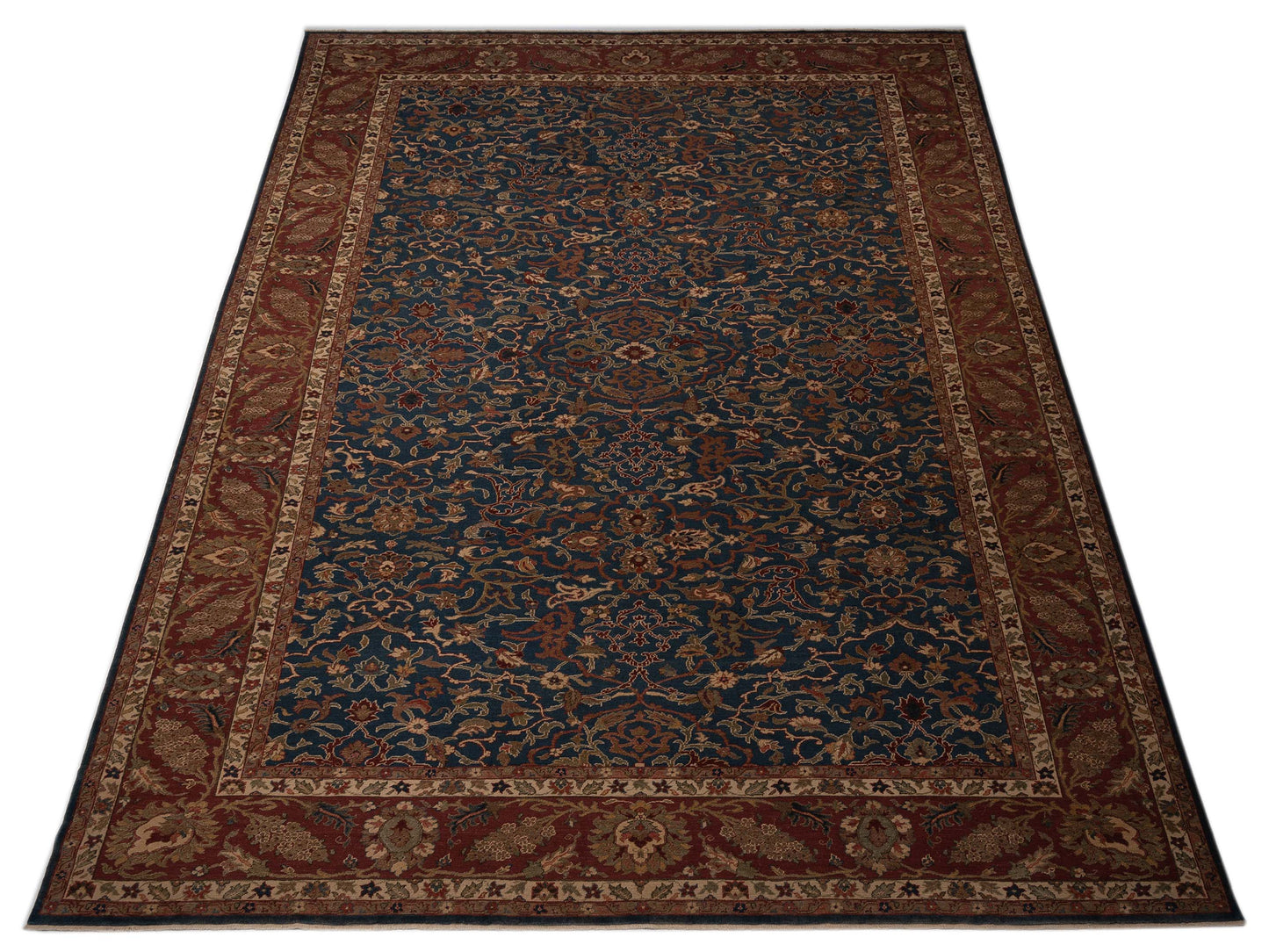 Antique Loom 104398 Navy Burgundy 12.2x17.3 Hand Knotted Rug