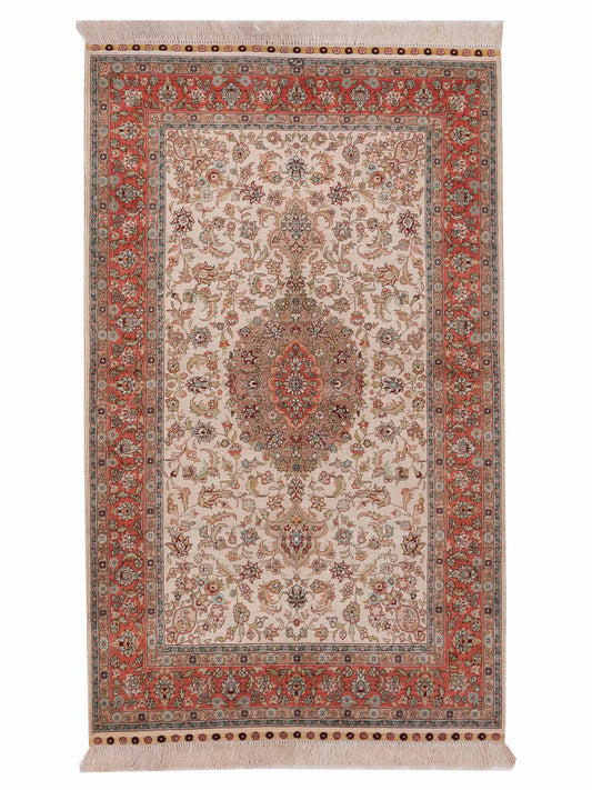 Pasha Pure Silk  Ivory Pink Traditional