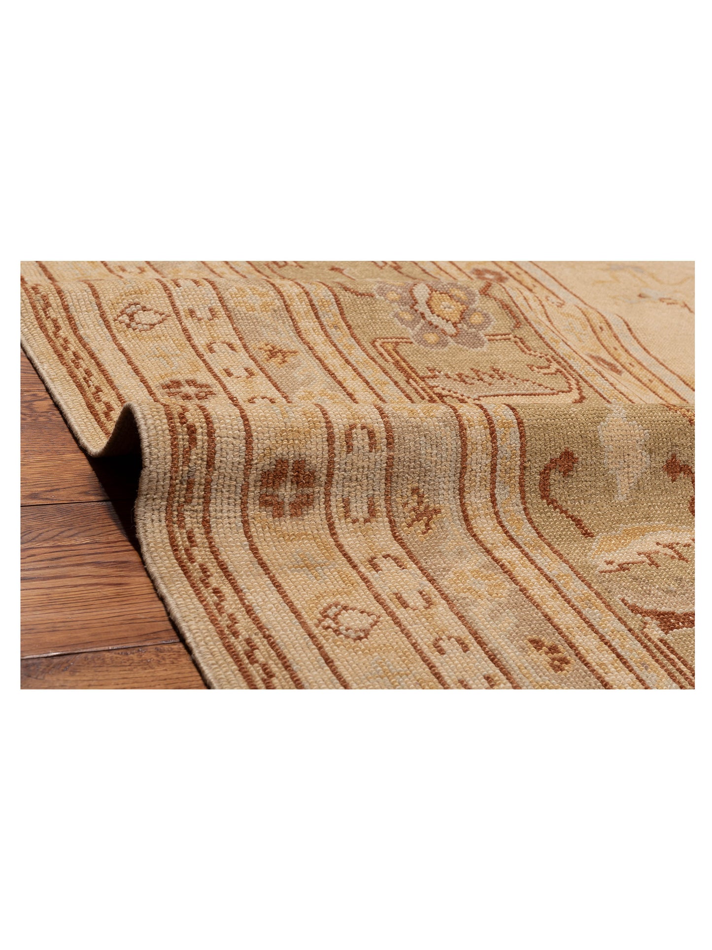 Angora Oushak 97437 Cream Gold 12.4x17.2 Hand Knotted Rug