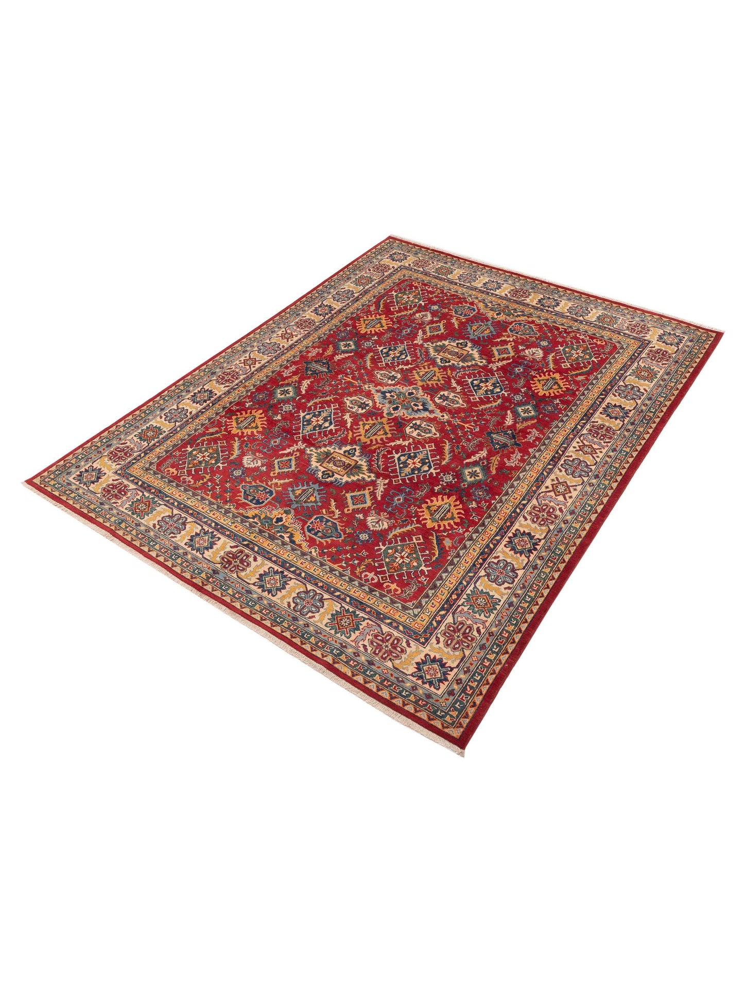Kazak 151936 Red Ivory 7.10x10 Hand Knotted Rug