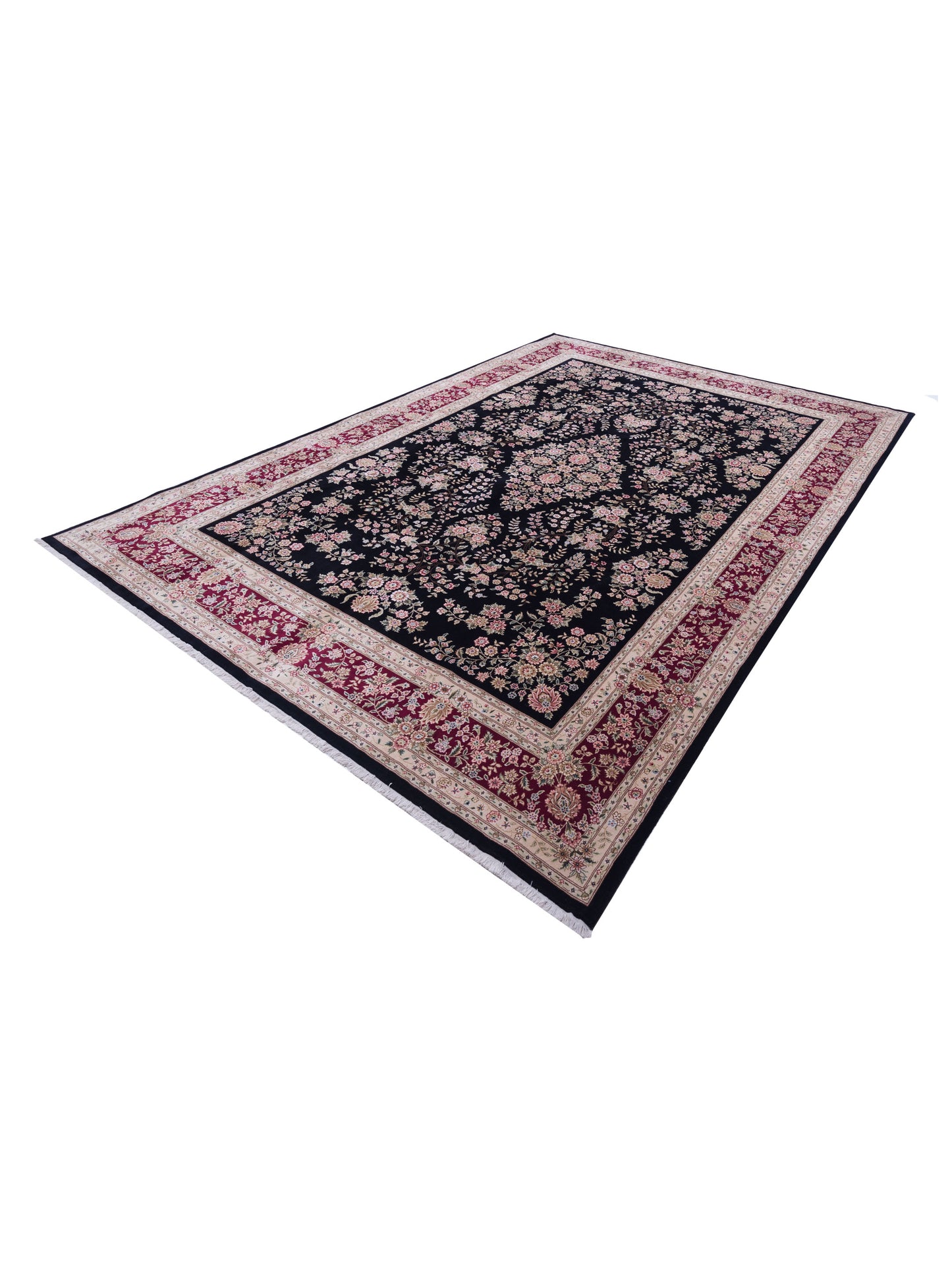 Magnolia 105687 Black Red 10.4x14.2 Hand Knotted Rug