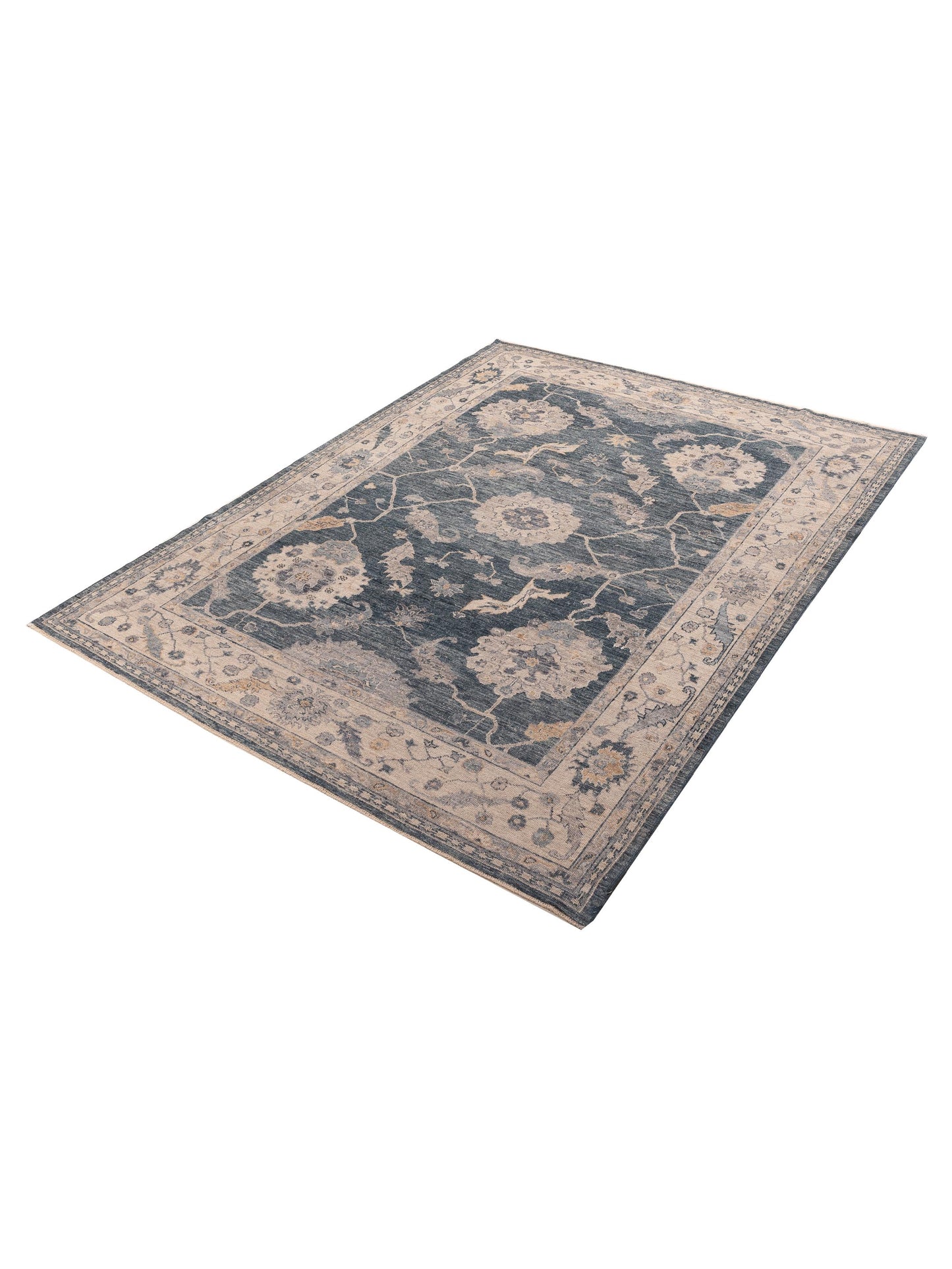 Angora Oushak 156271 Blue Ivory 9.1x11.10 Hand Knotted Rug