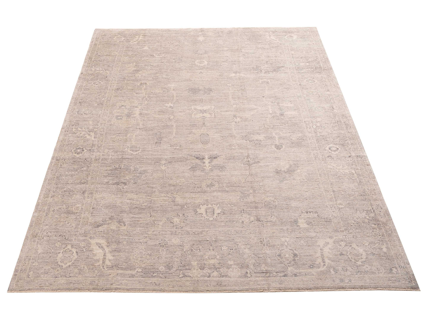 Angora Oushak 156213 Gray Gray 9.2x12.2 Hand Knotted Rug