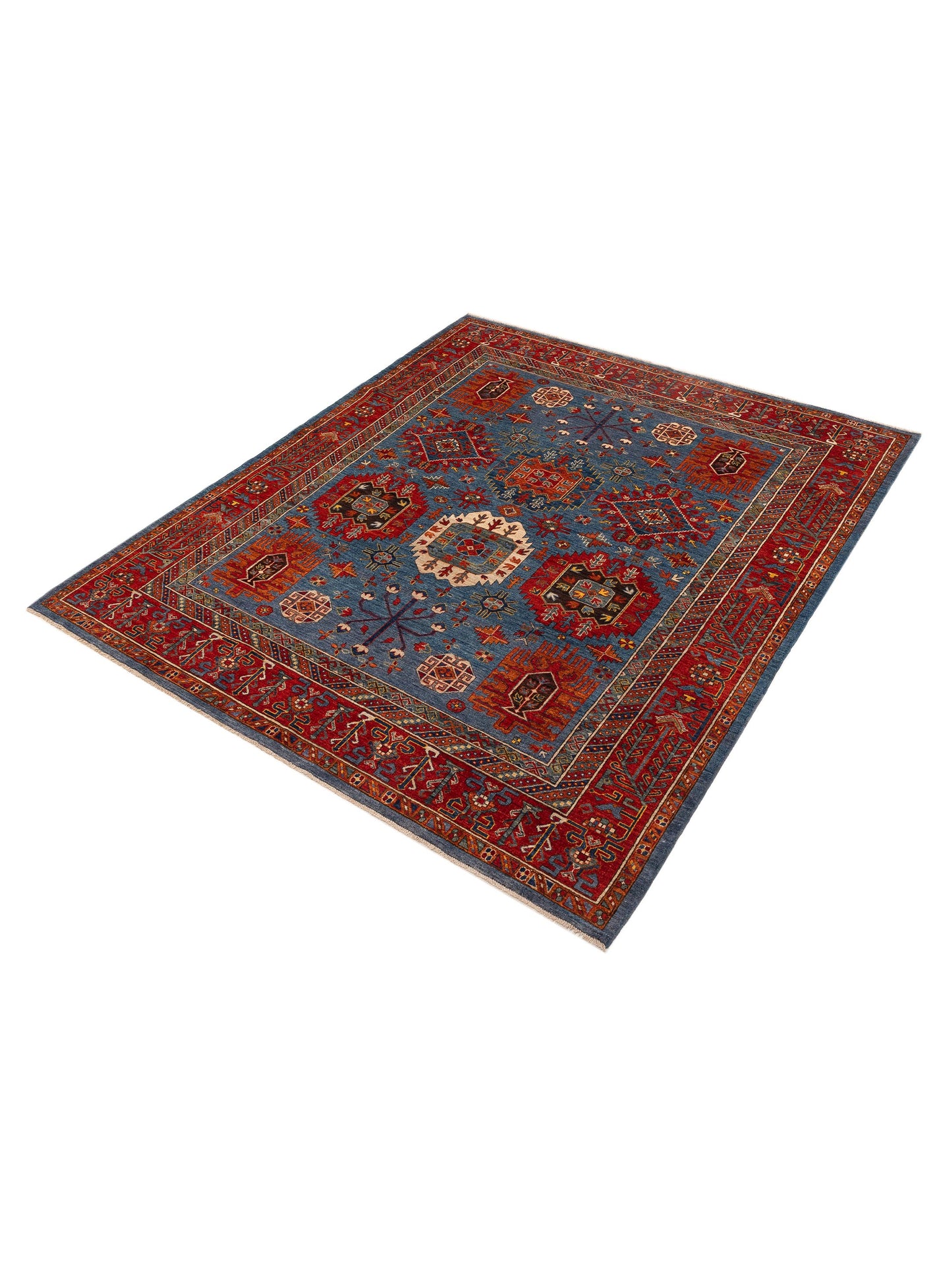 Artisan Kazak 151856 Indigo Red 8.6x10 Hand Knotted Rug