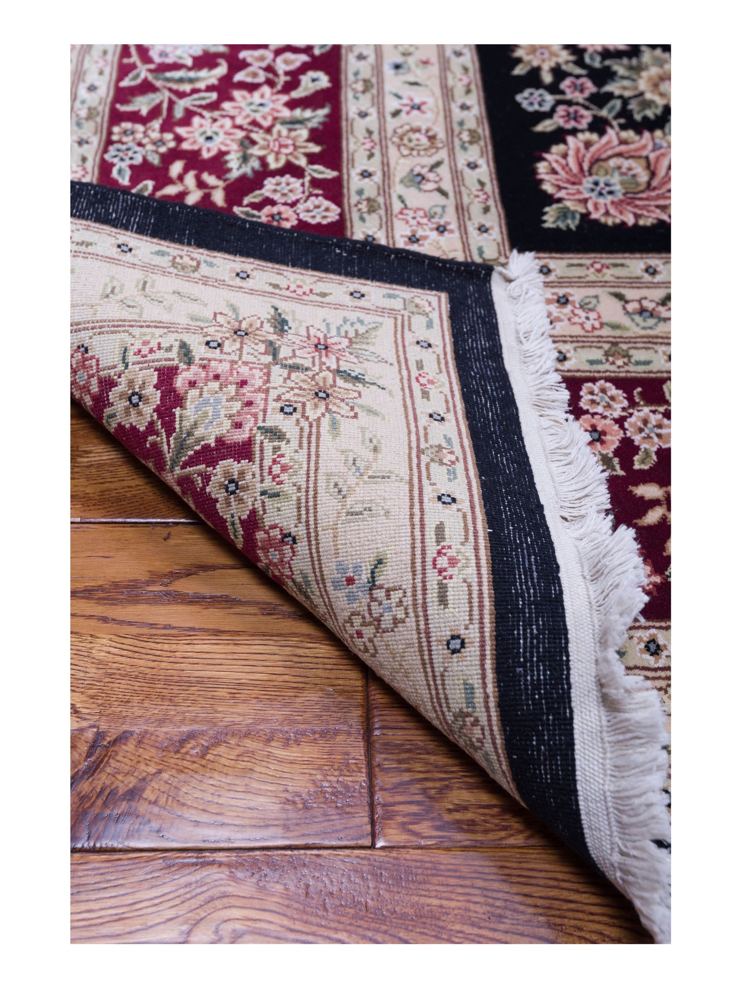 Magnolia 105687 Black Red 10.4x14.2 Hand Knotted Rug