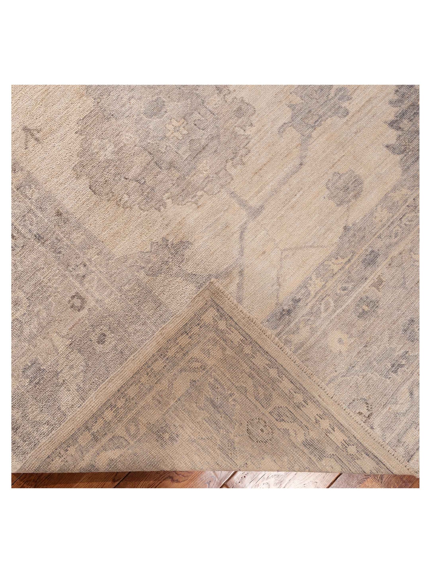 Angora Oushak 156060 Ivory Gray 11.7x15.3 Hand Knotted Rug
