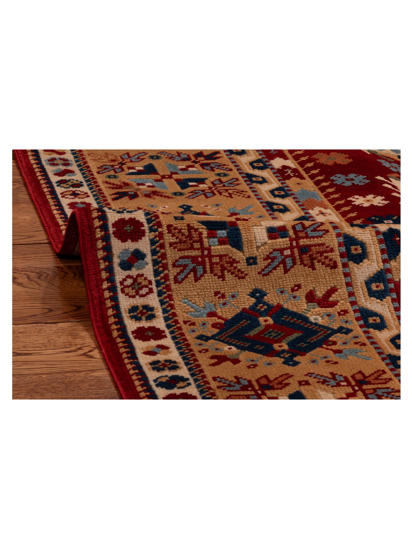 Turkish Shirwan 145151 Red Gold 4.10x6.10 Hand Knotted Rug