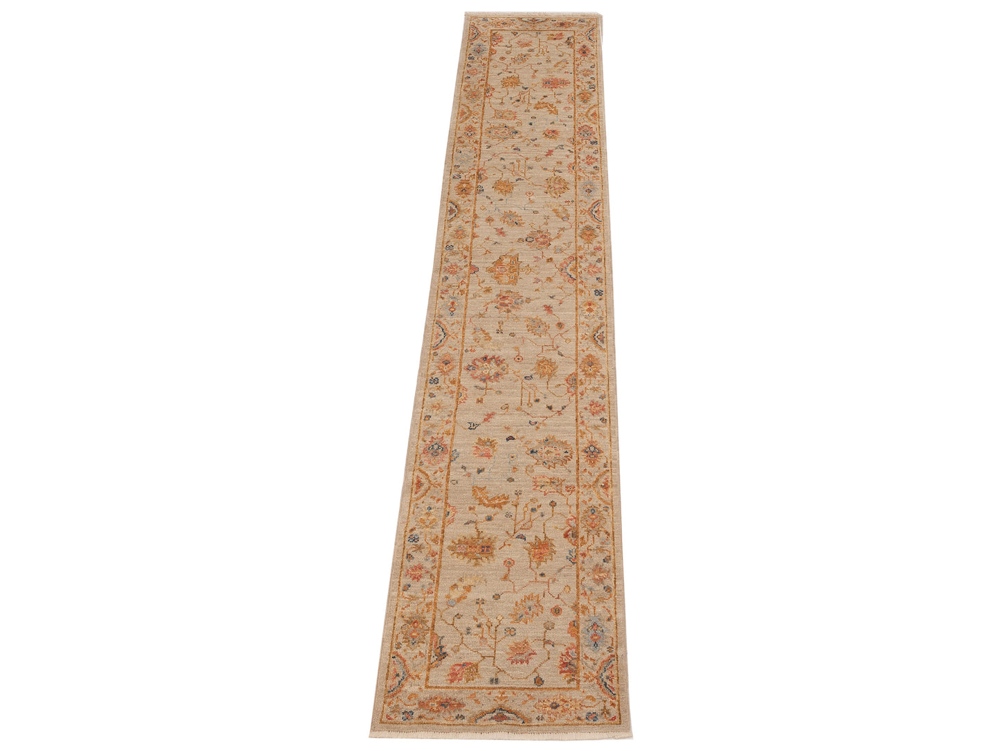 Angora Oushak 147980 Ivory Ivory 2.6x13.2 Hand Knotted Rug