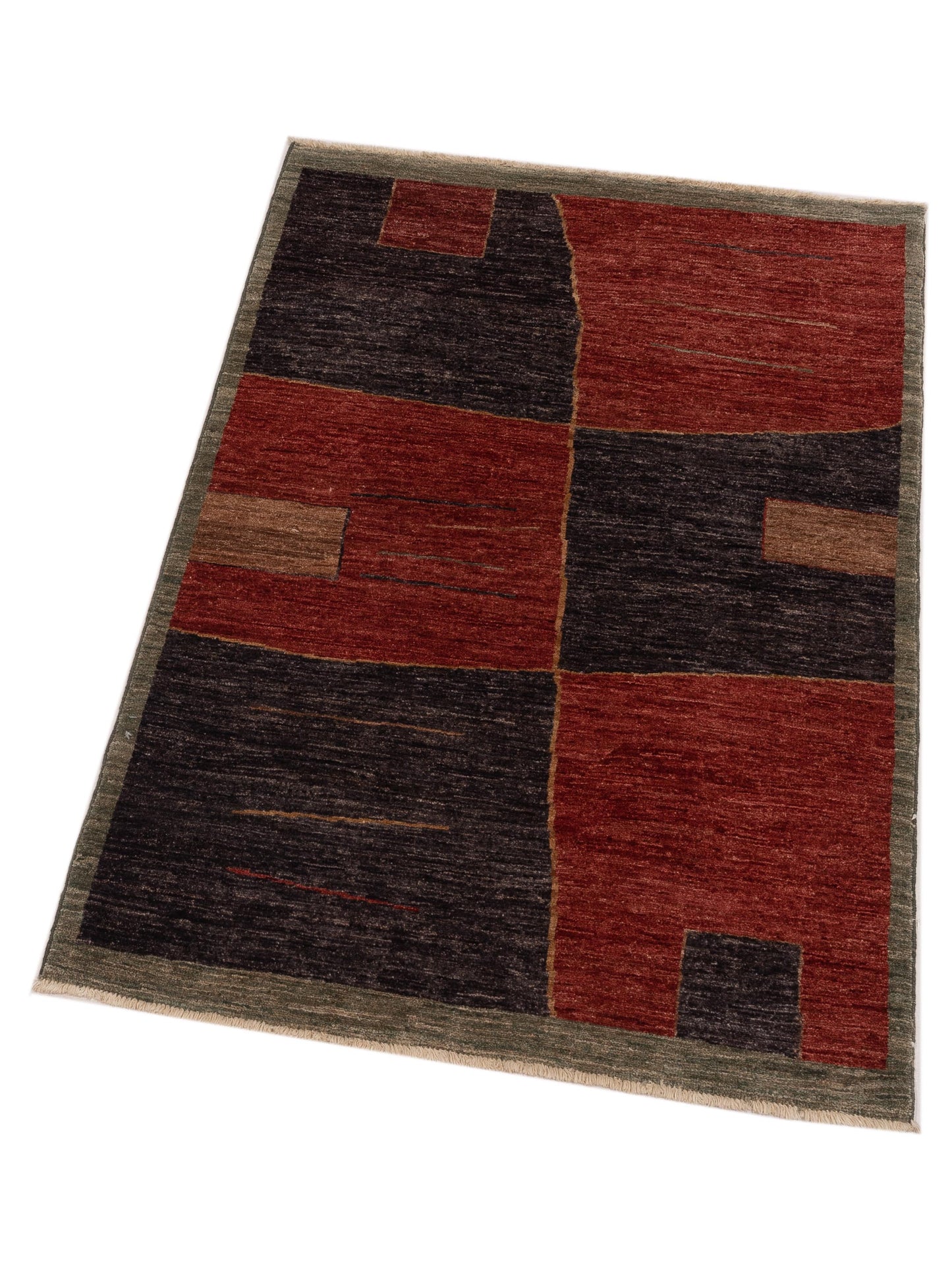 Bahar 94796 Red Charcoal 3.3x4.11 Hand Knotted Rug