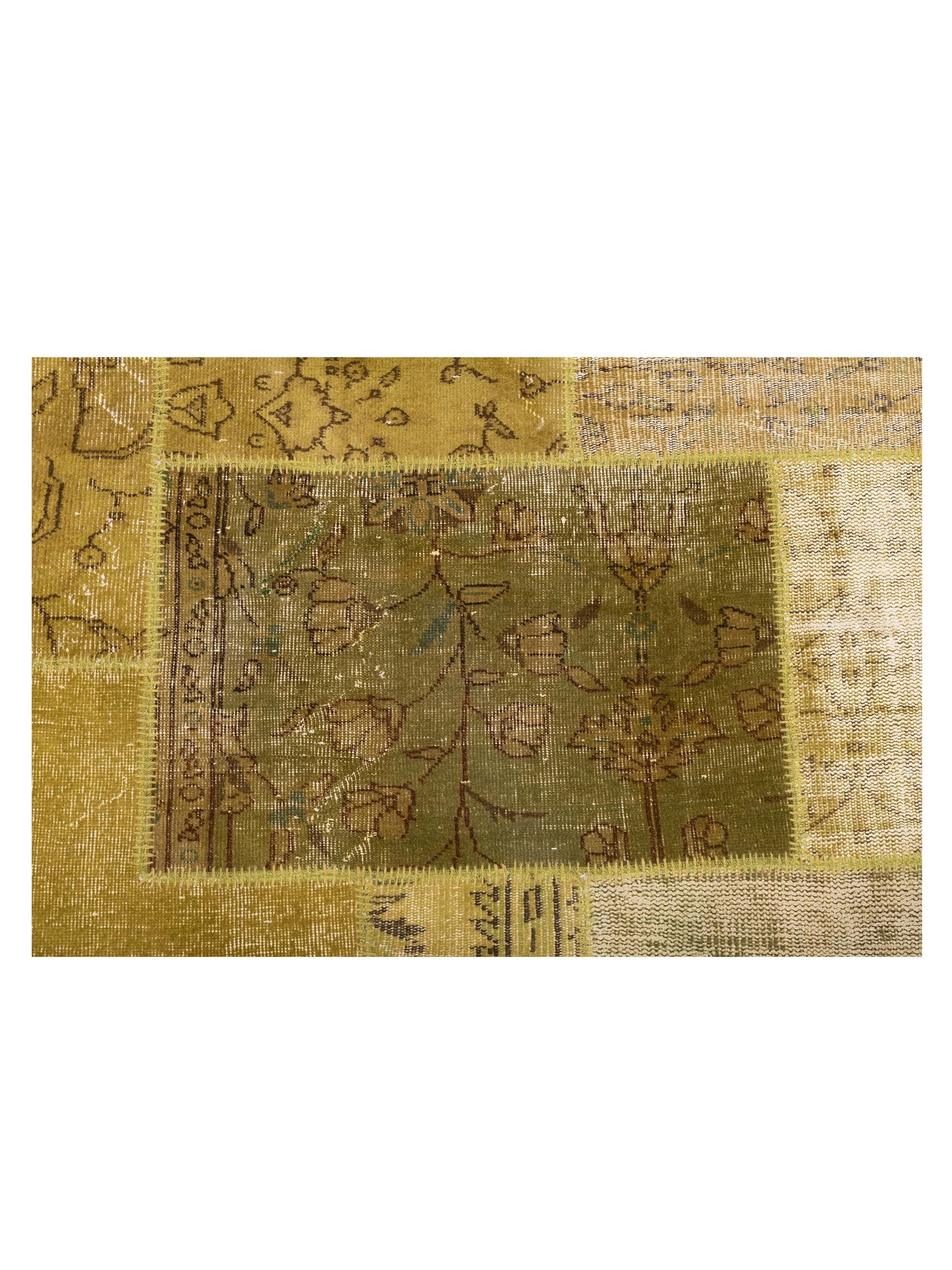 Turkish Vestige Patchwork 114093 Green 8x10 Hand Knotted Rug