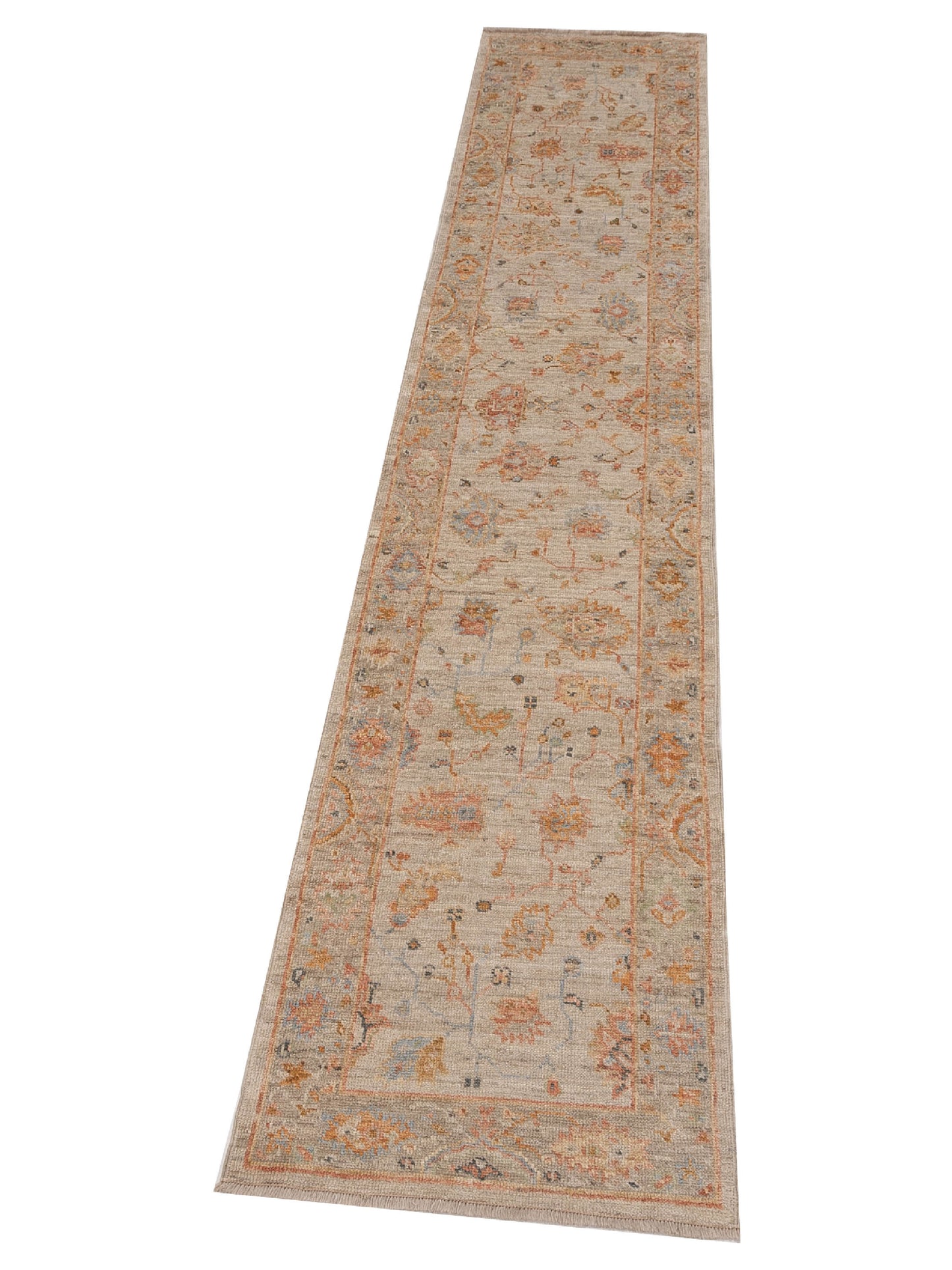 Angora Oushak 149352 Ivory Silver 2.6x11.10 Hand Knotted Rug