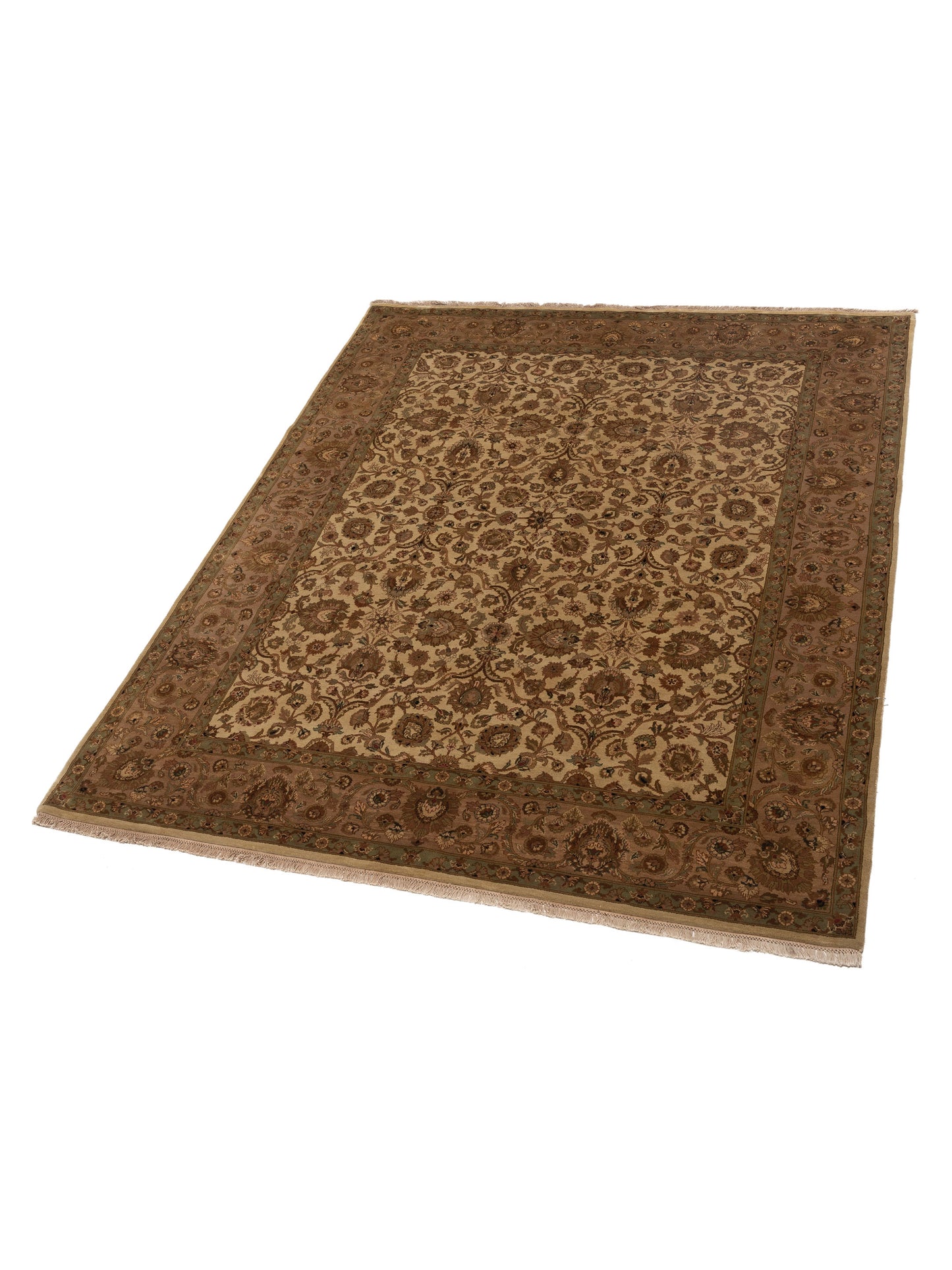 Crown 84578 Ivory Brown 8.2x10.4 Hand Knotted Rug