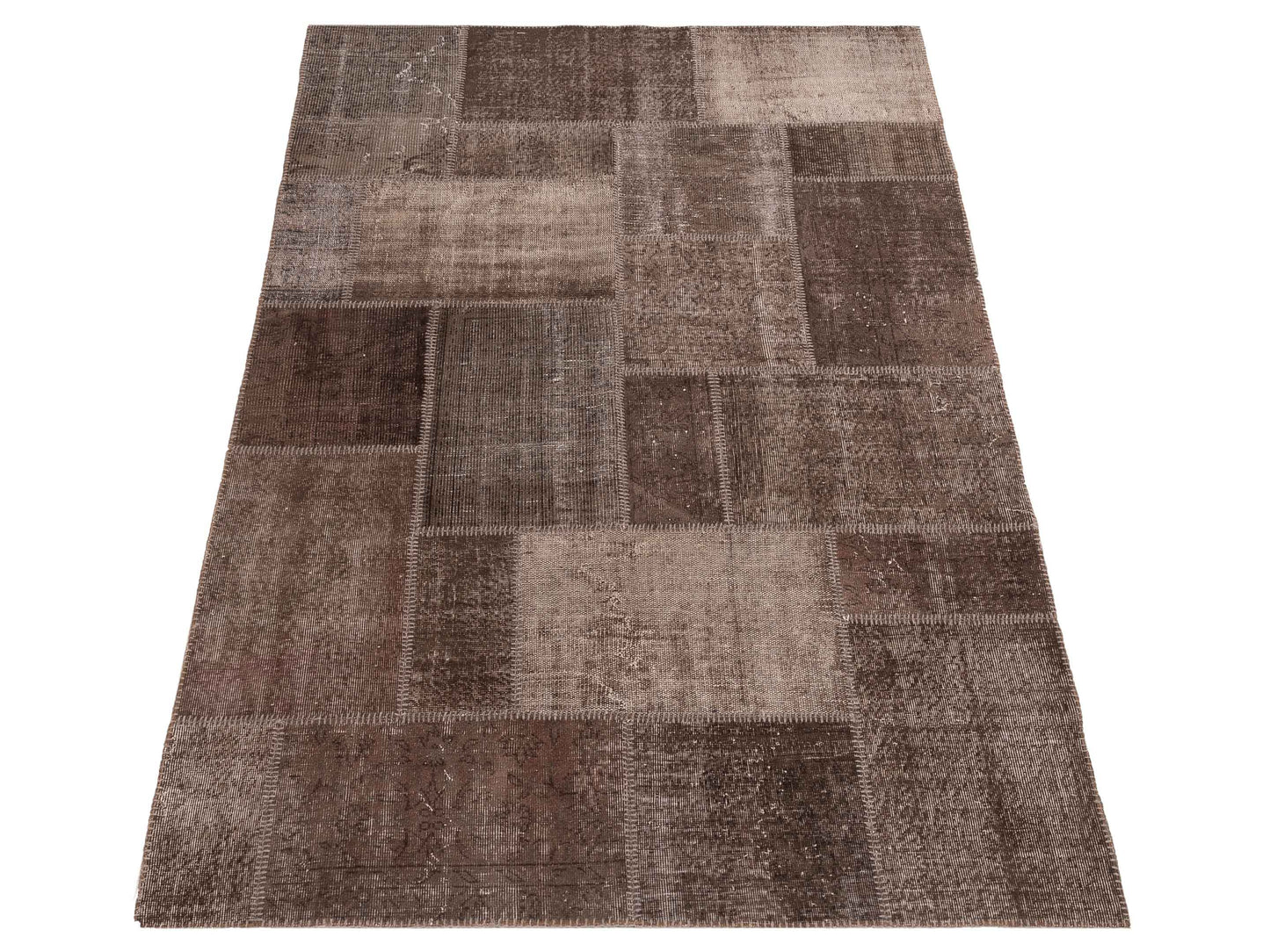 Turkish Vestige Patchwork 110185 Dark Brown 6x9 Hand Knotted Rug