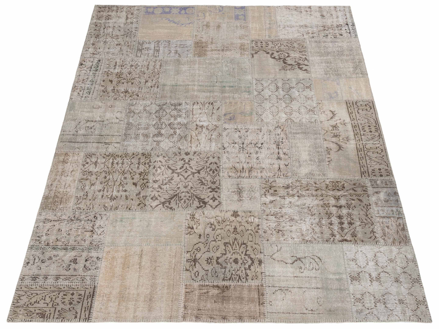 Turkish Vestige Patchwork 131017 Light Gray 8x9.11 Hand Knotted Rug