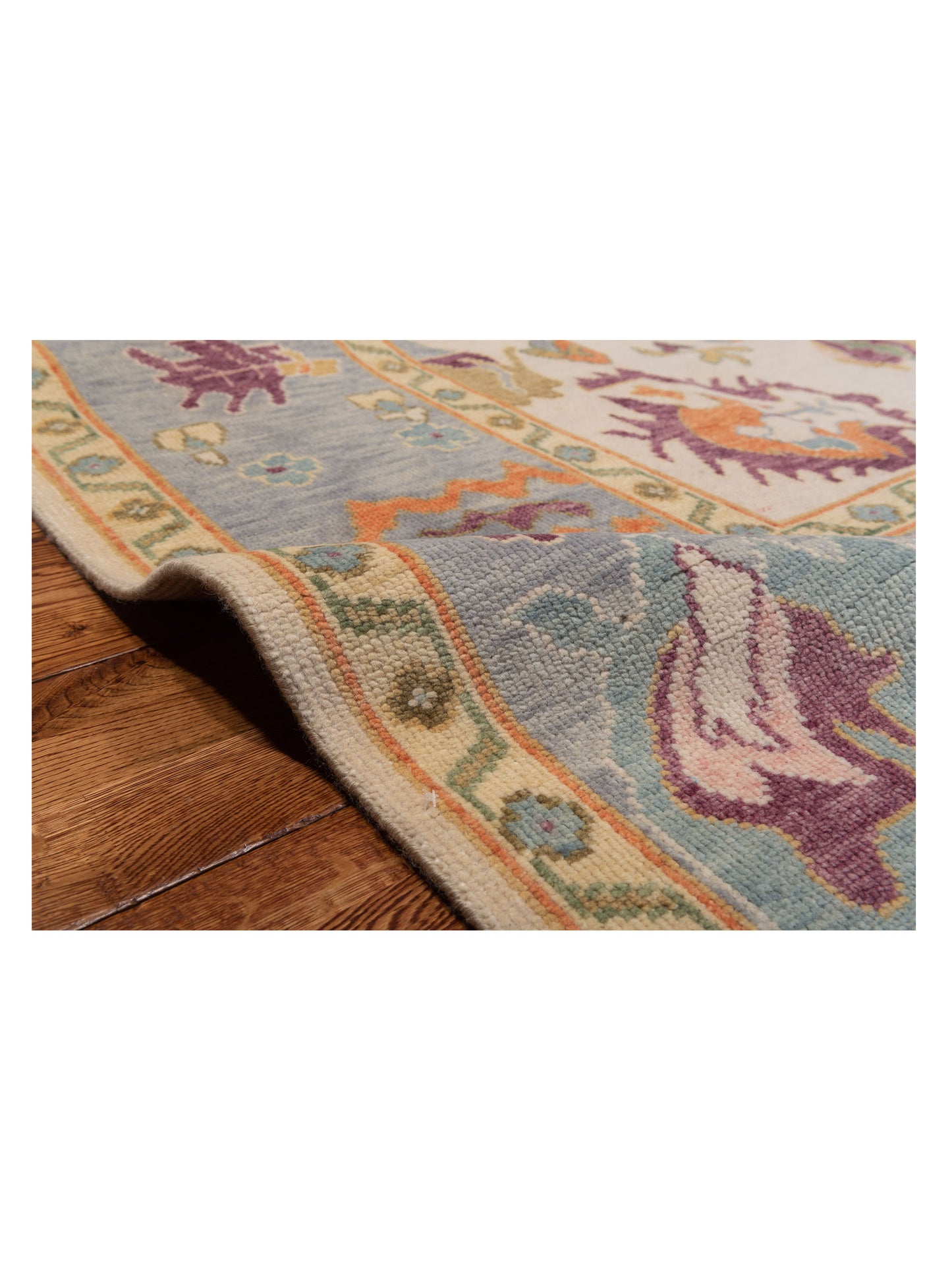 Oushak Shah 146793 Ivory Silver 7.10x9.10 Hand Knotted Rug