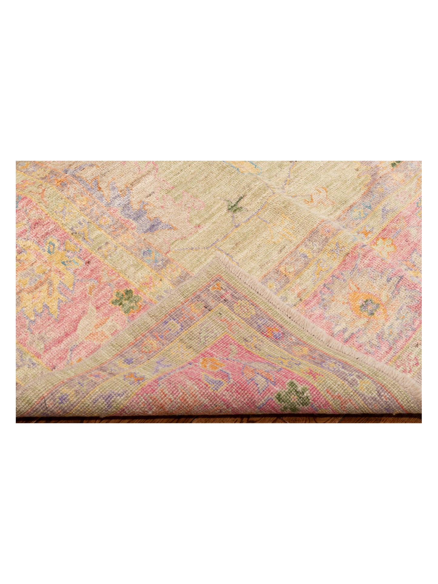 Angora Oushak 149678 Green Pink 10x13.6 Hand Knotted Rug