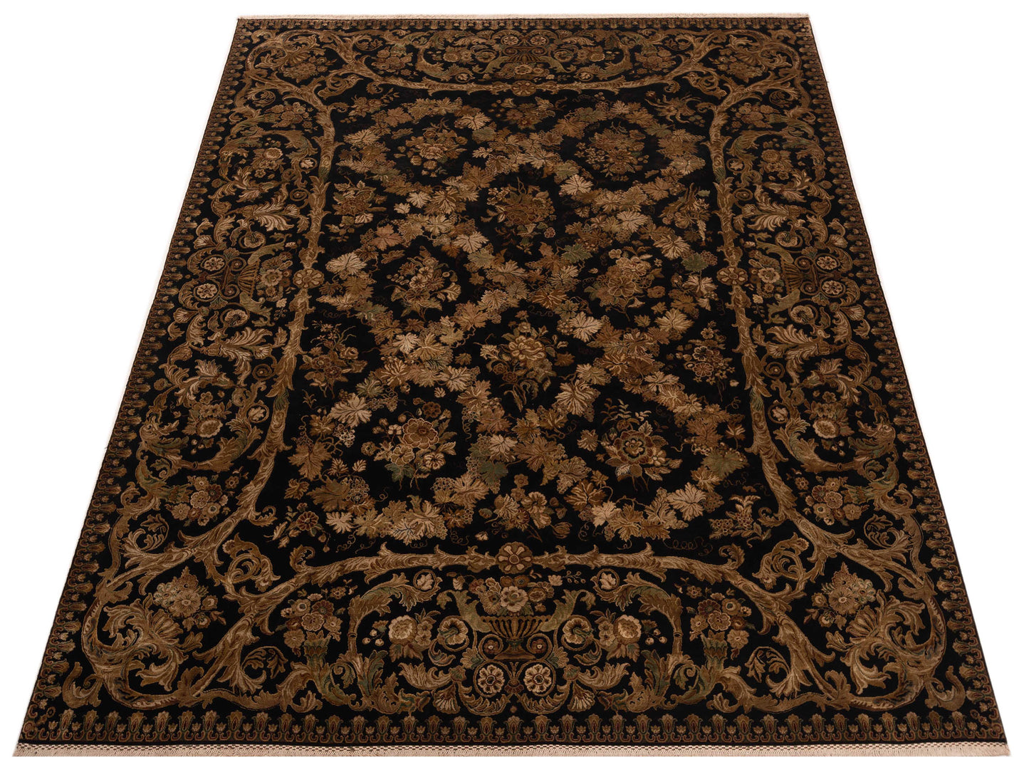 Imperial Silk 146438 Black Black 9.4x11.10 Hand Knotted Rug