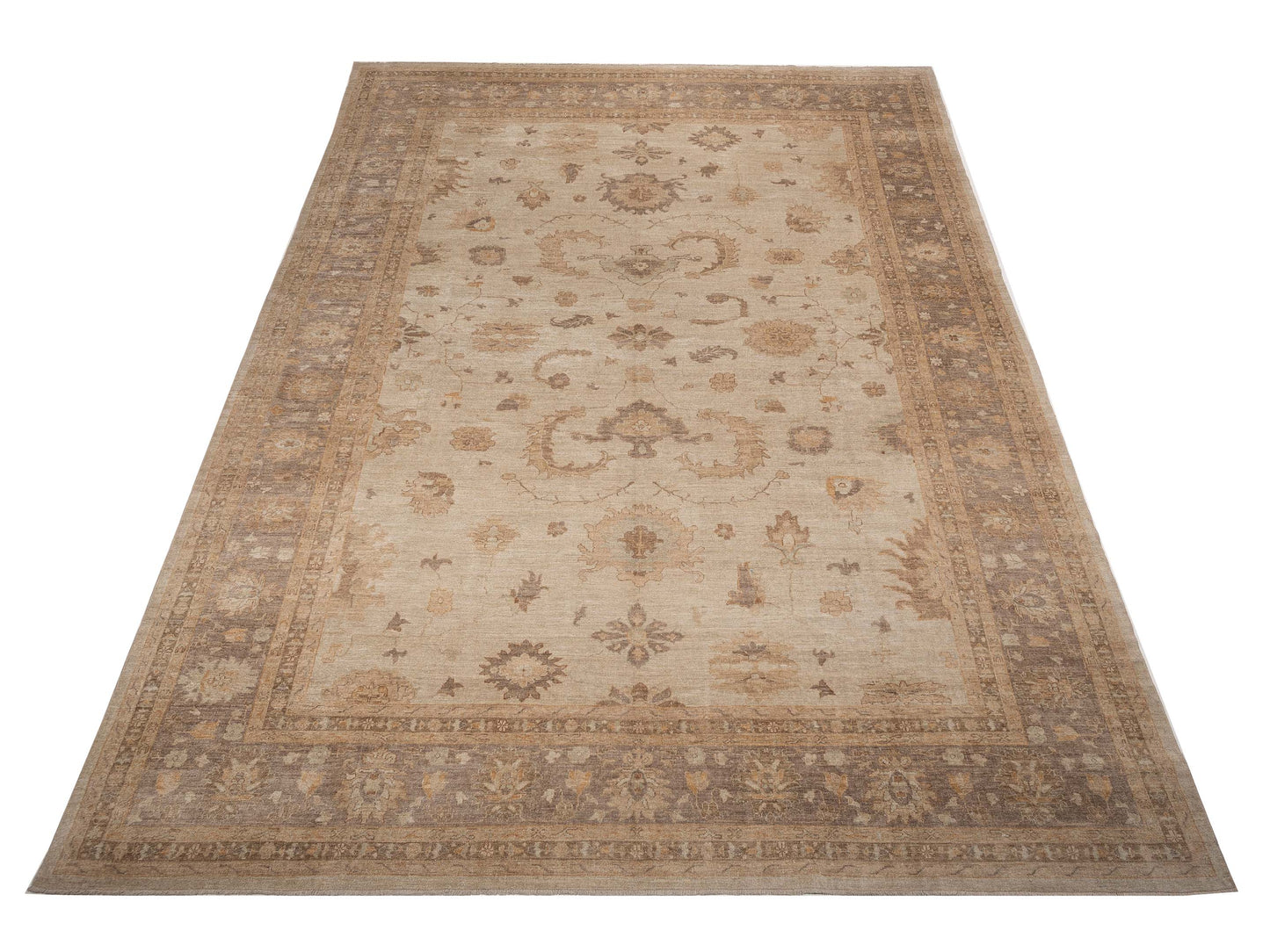 Angora Oushak 126676 Silver Brown 15x19.7 Hand Knotted Rug