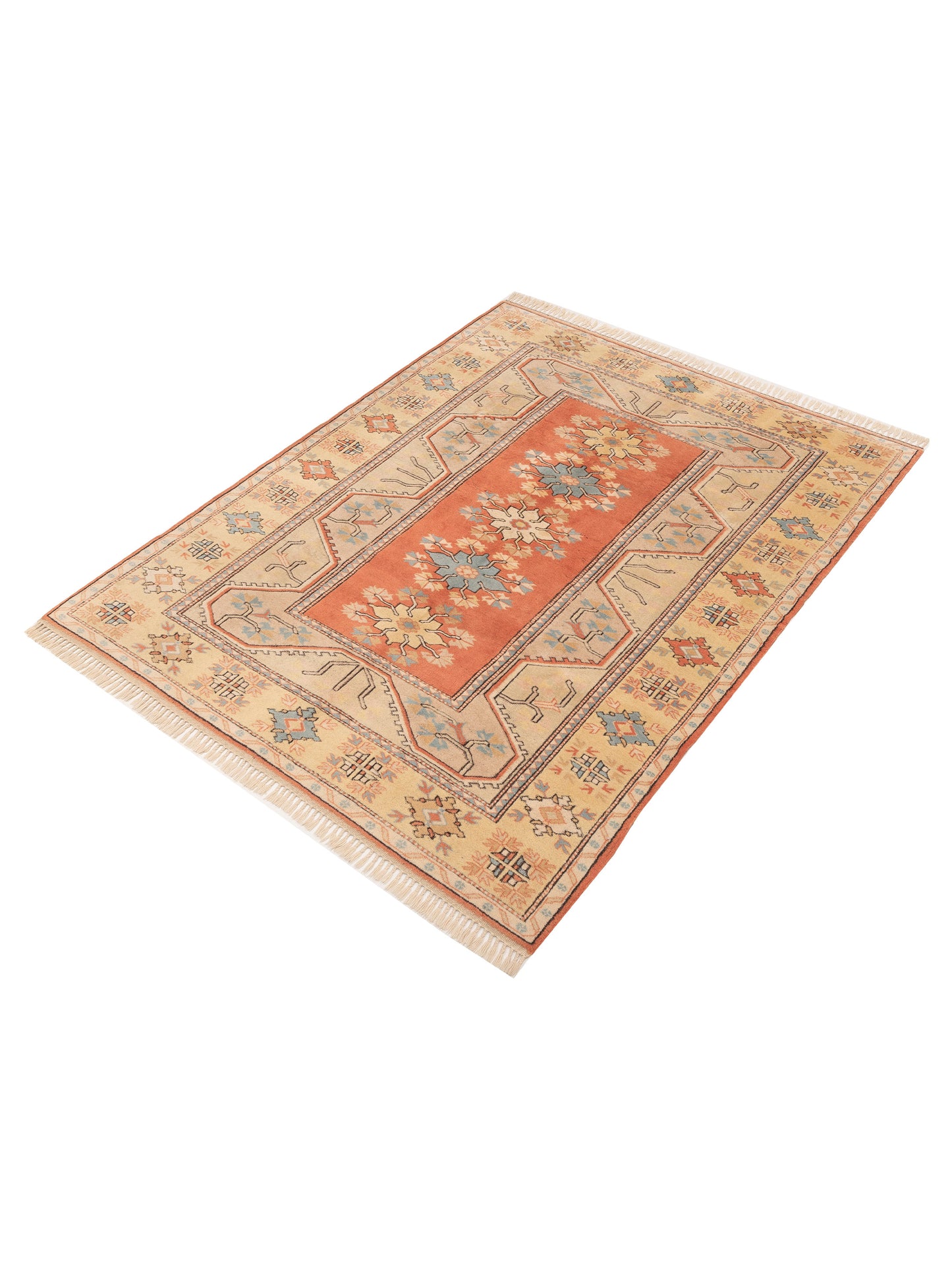 Milas 999150 Orange Beige 6.9x8.11 Hand Knotted Rug