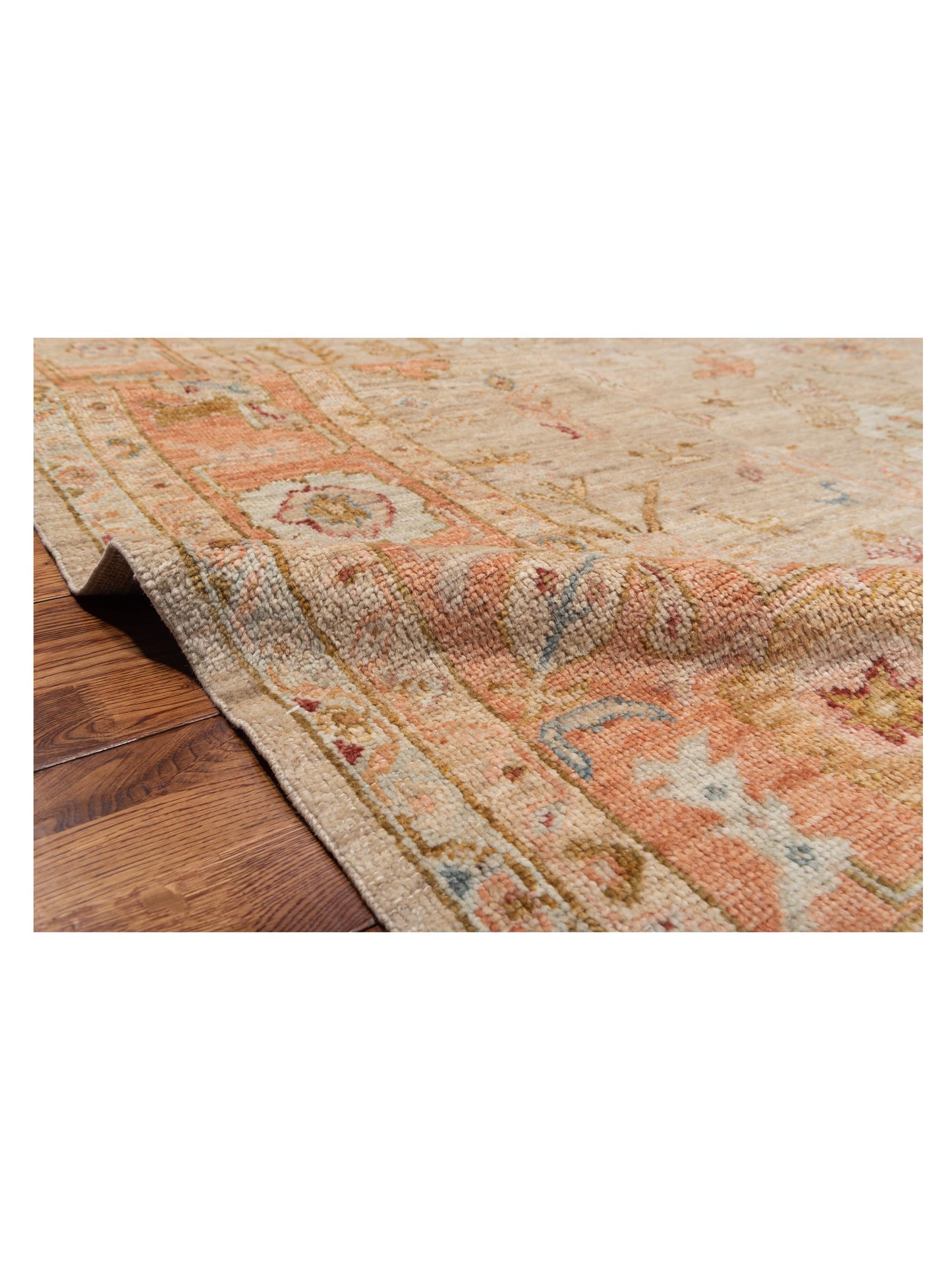 Angora Oushak 147134 Ivory Pink 8.2x10.6 Hand Knotted Rug
