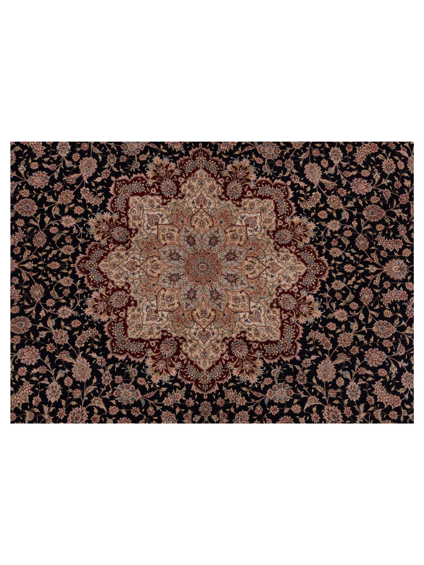 Pure Silk 117835 Navy Red 8.1x10 Hand Knotted Rug
