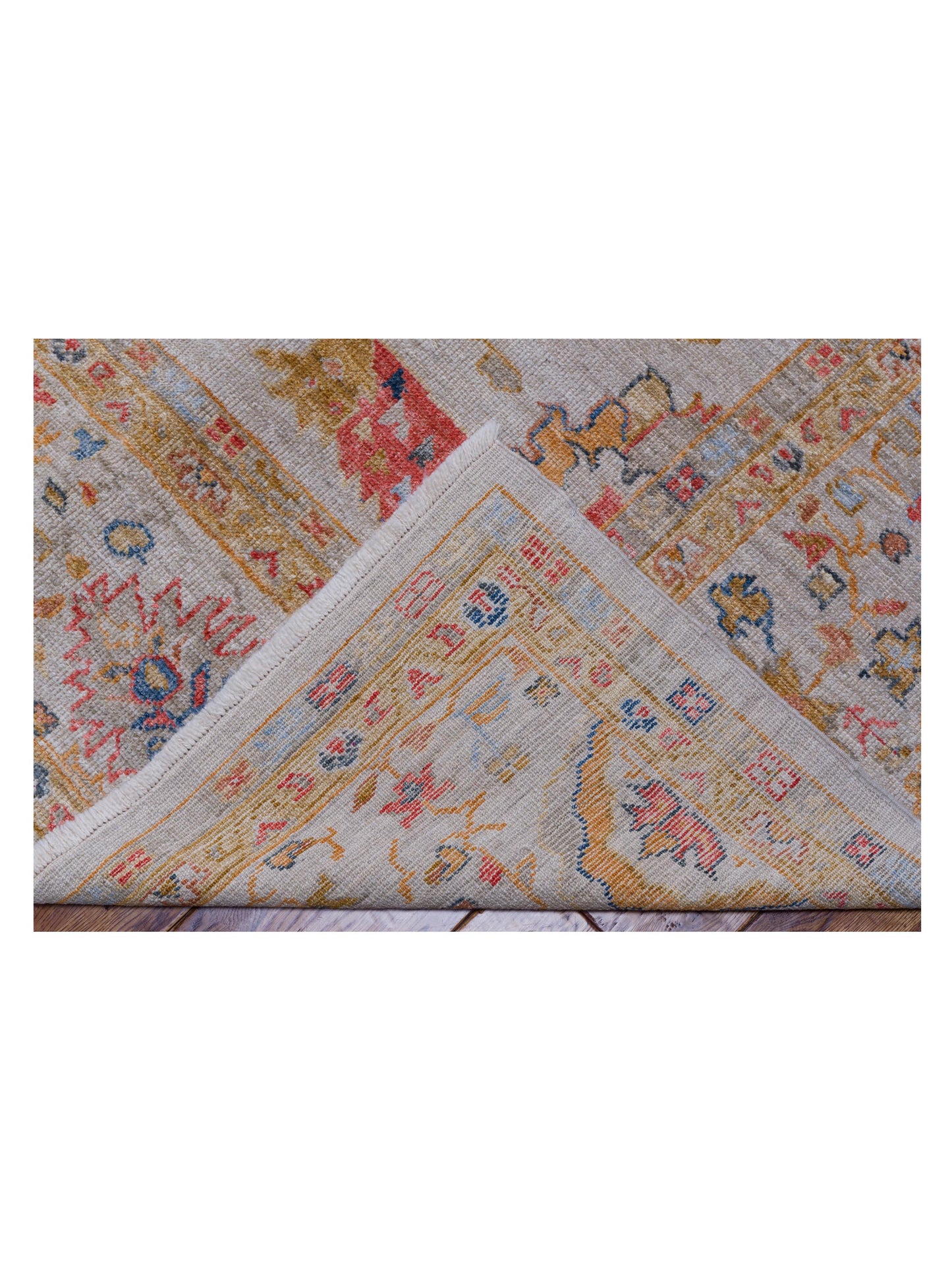 Angora Oushak 146539 Ivory Ivory 11.9x14.7 Hand Knotted Rug