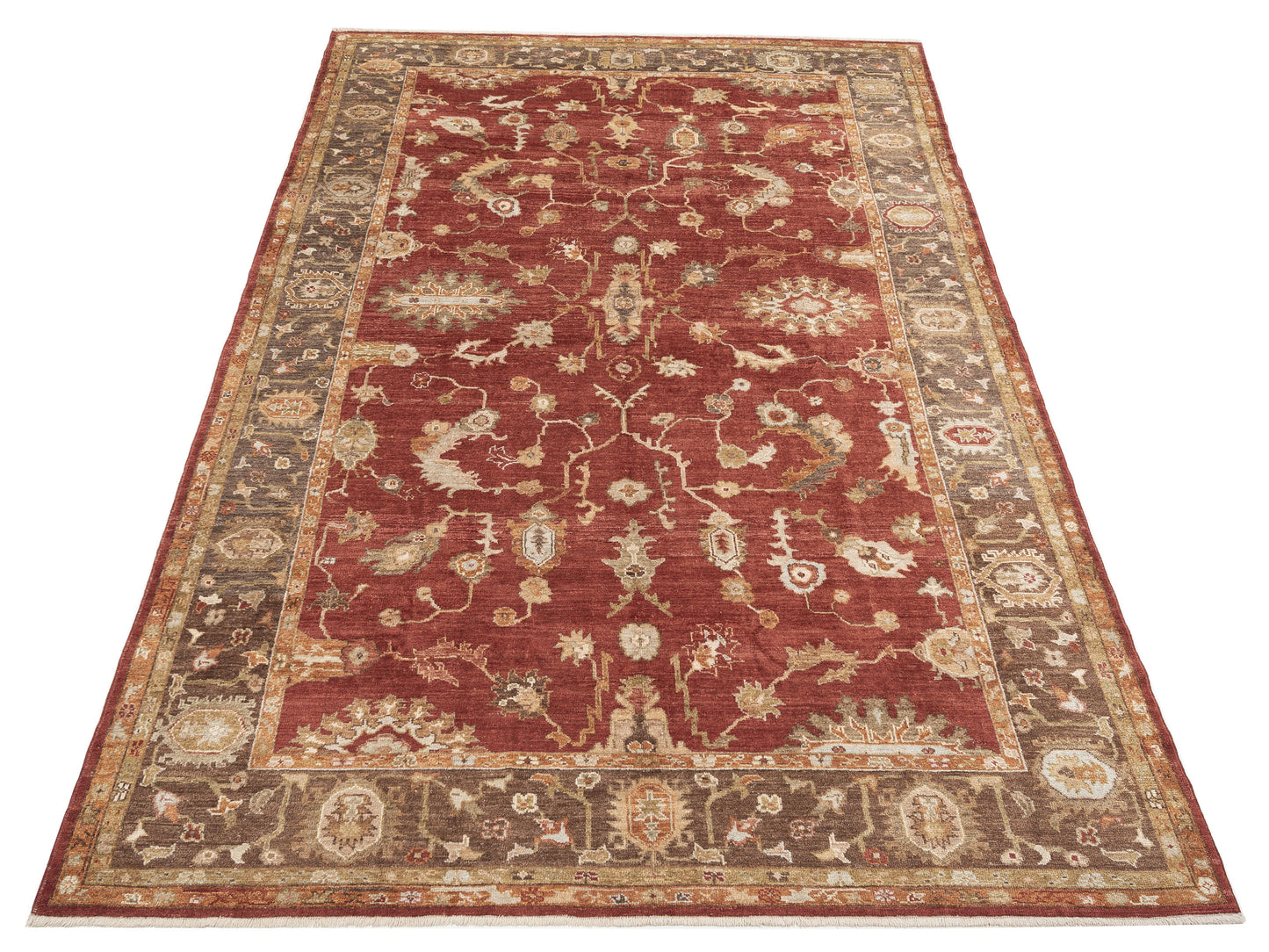 Angora Oushak 128251 Red Brown 9.1x14.2 Hand Knotted Rug
