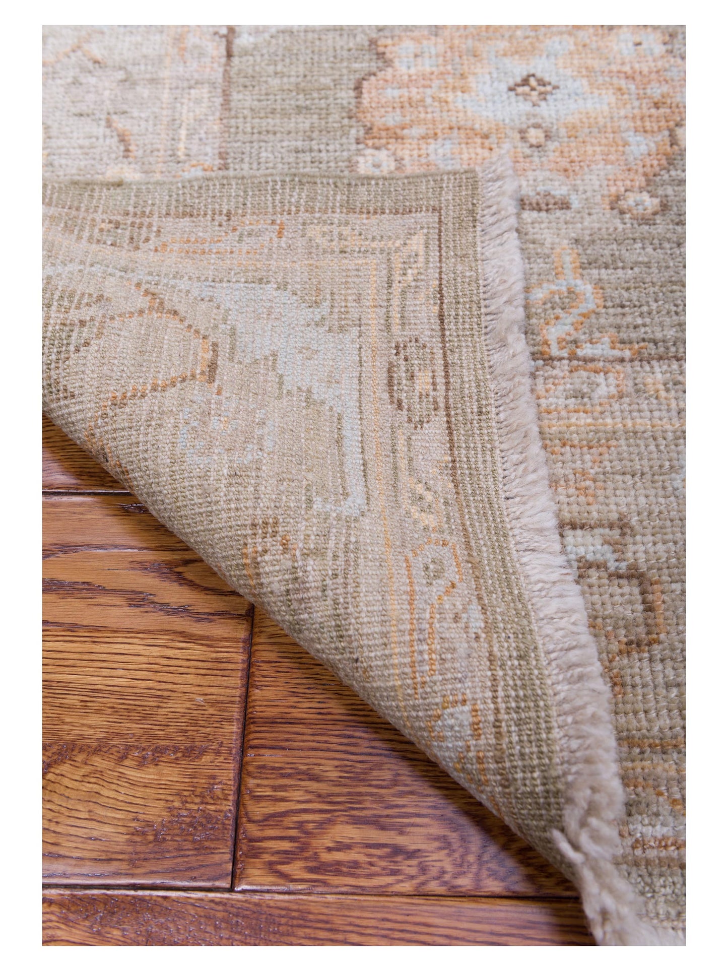 Angora Oushak 125569 Green Brown 5.11x8.4 Hand Knotted Rug