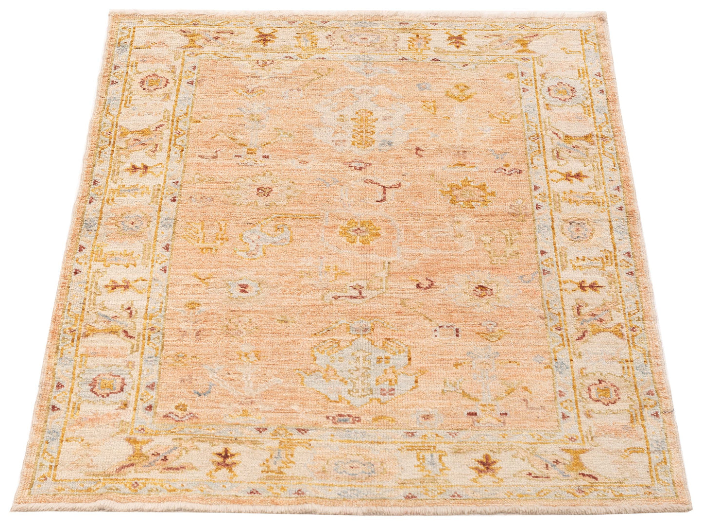 Angora Oushak 153542 Pink Ivory 4.1x5.7 Hand Knotted Rug