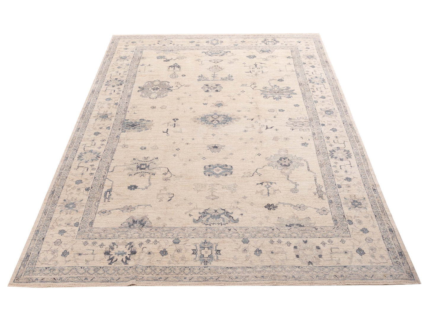 Angora Oushak 156088 Ivory Ivory 10.1x13.5 Hand Knotted Rug