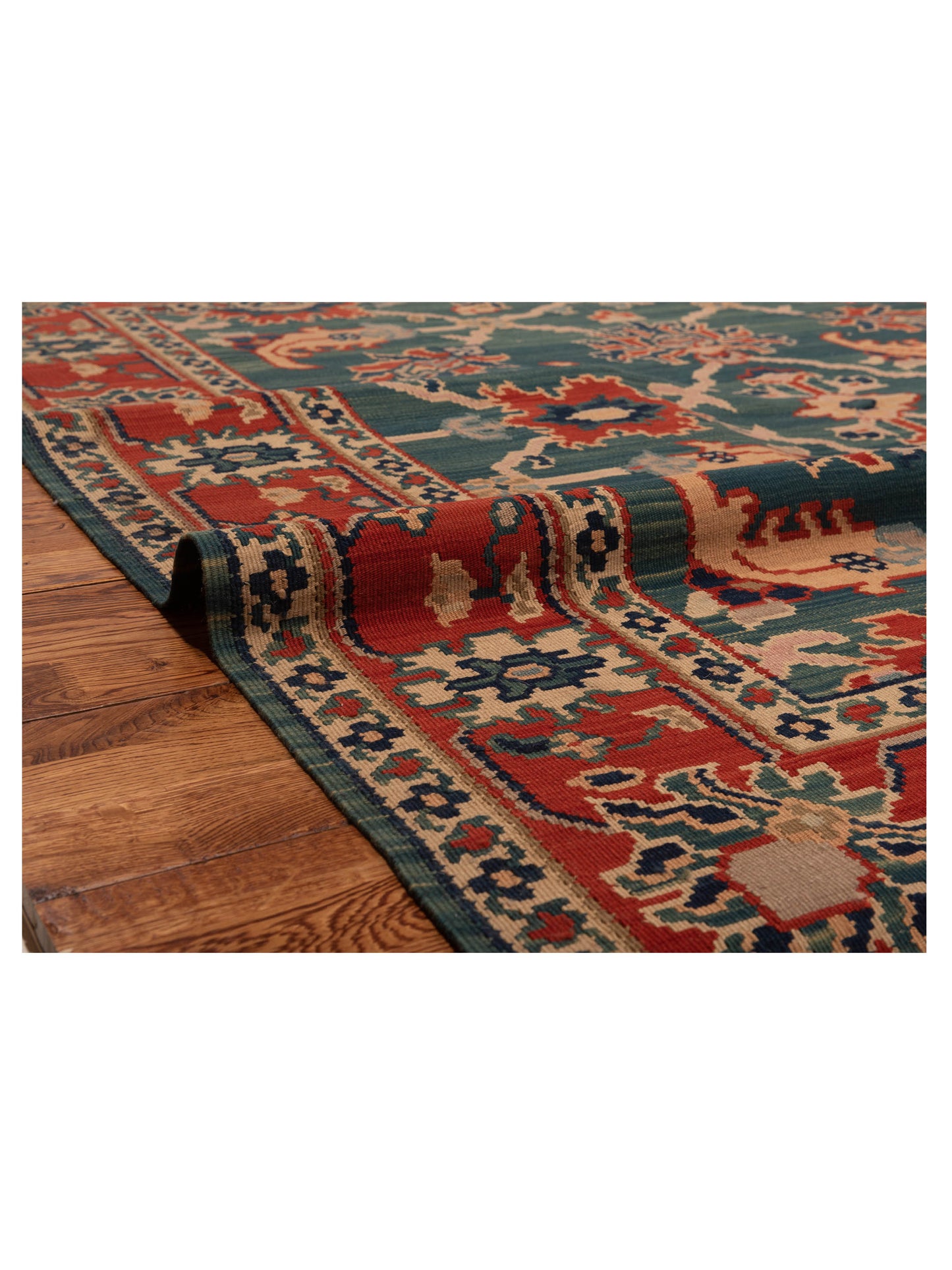 Transilvanian Kilim 67378 Blue Red 6.7x7.2 Hand Woven Rug