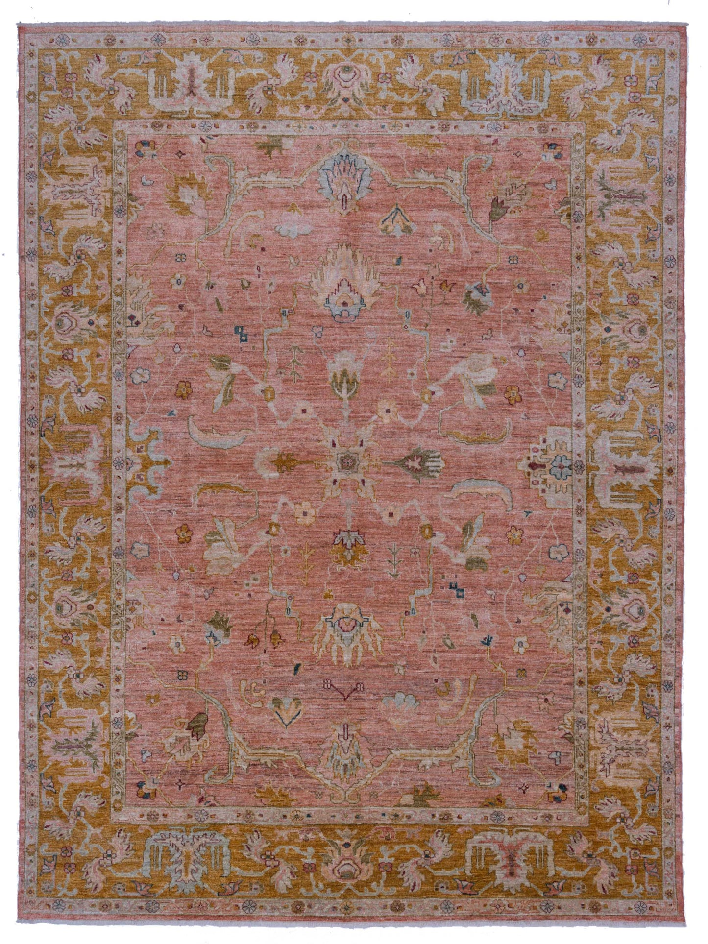 Anadol Angora Oushak  Pink Mustard Traditional