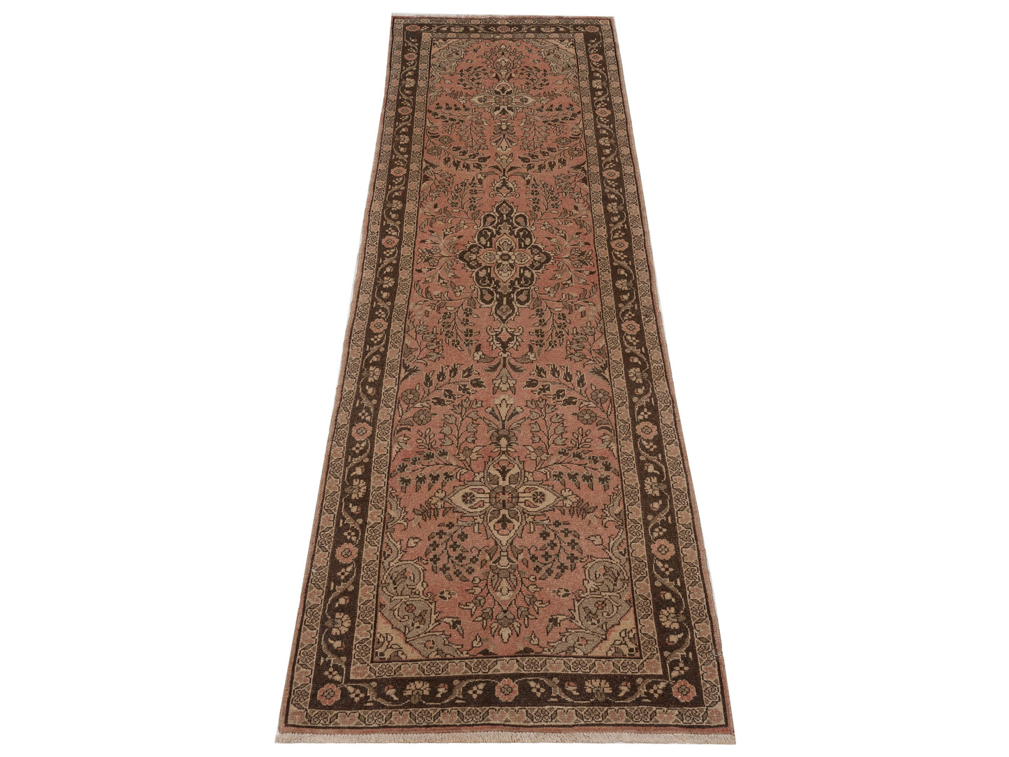 Antique Loom 147332 Pink Brown 2.10x9.5 Hand Knotted Rug
