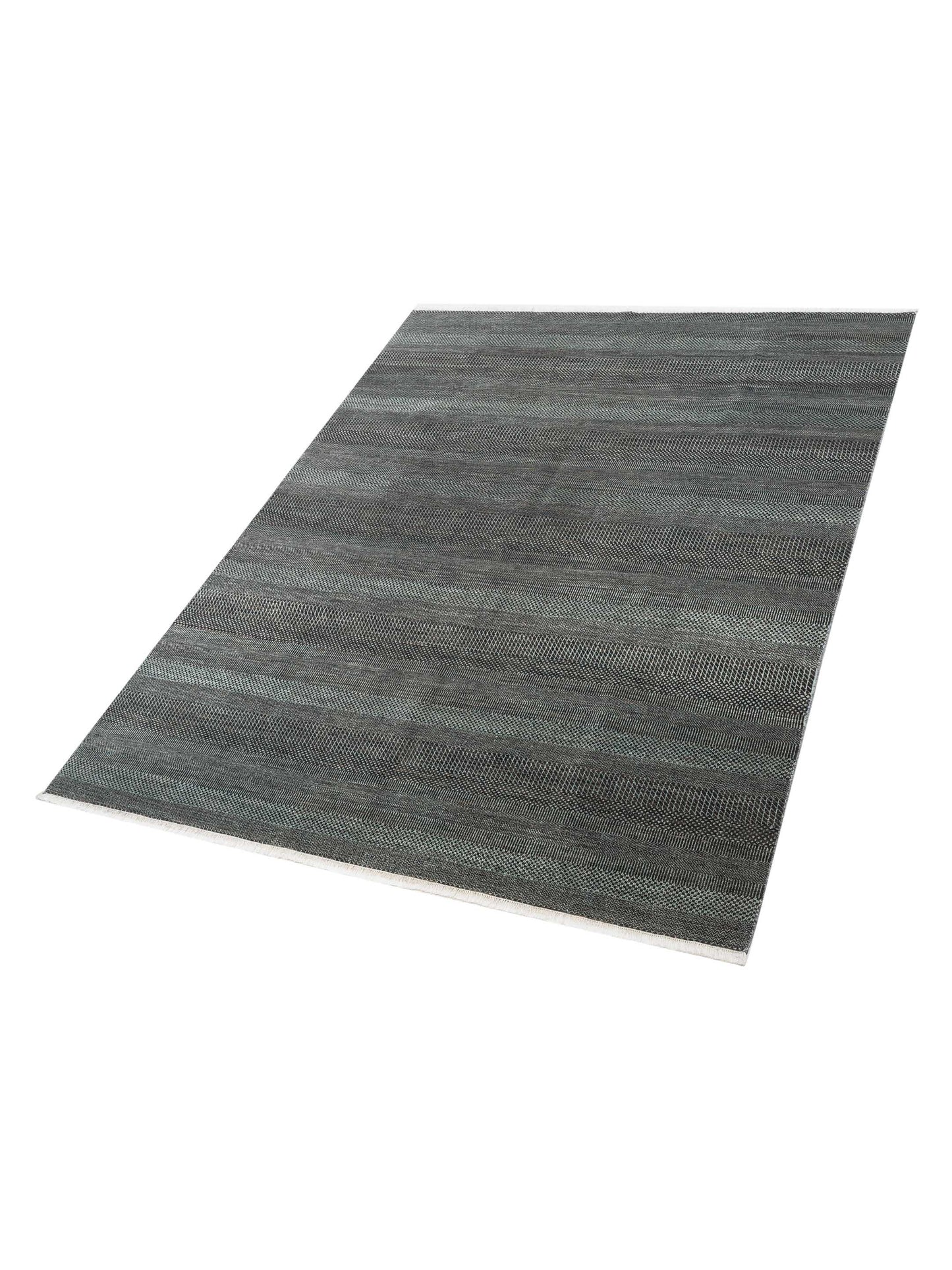 Aurore 120457 Charcoal Gray 8.1x10.3 Hand Knotted Rug