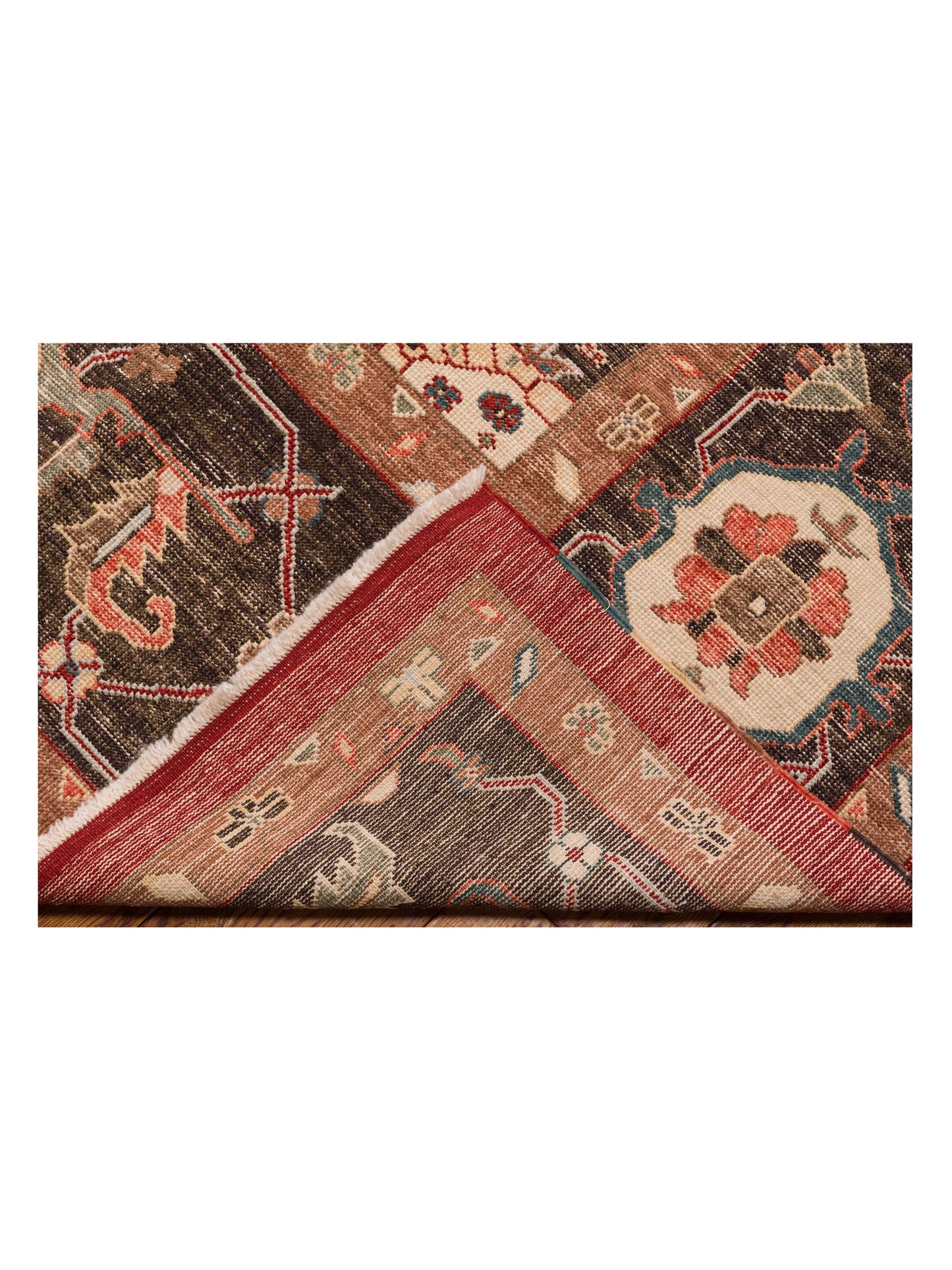 Angora Oushak 144658 Red Dark Brown 13x17.4 Hand Knotted Rug
