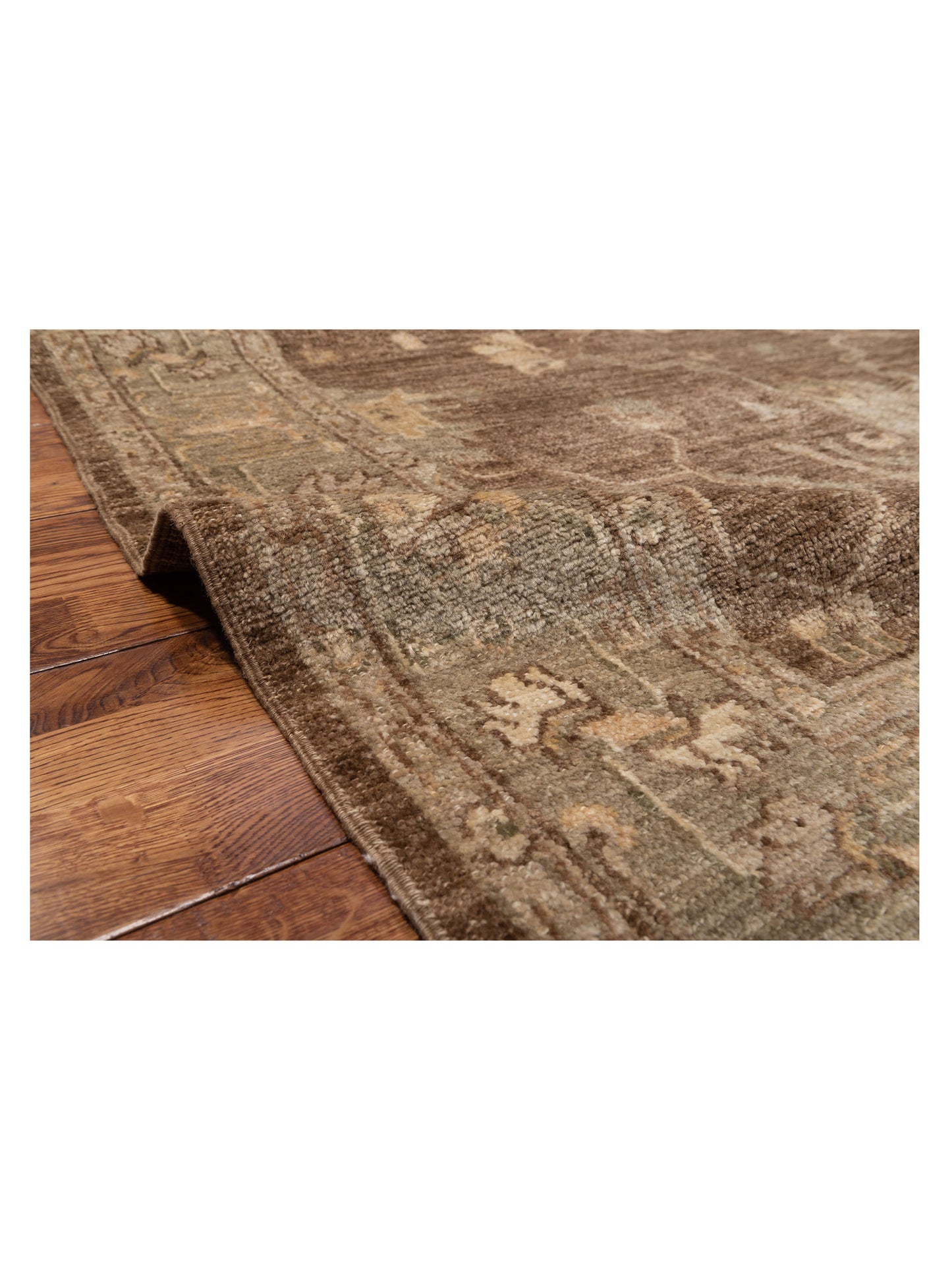Angora Oushak 130293 Brown Green 6.2x11.9 Hand Knotted Rug
