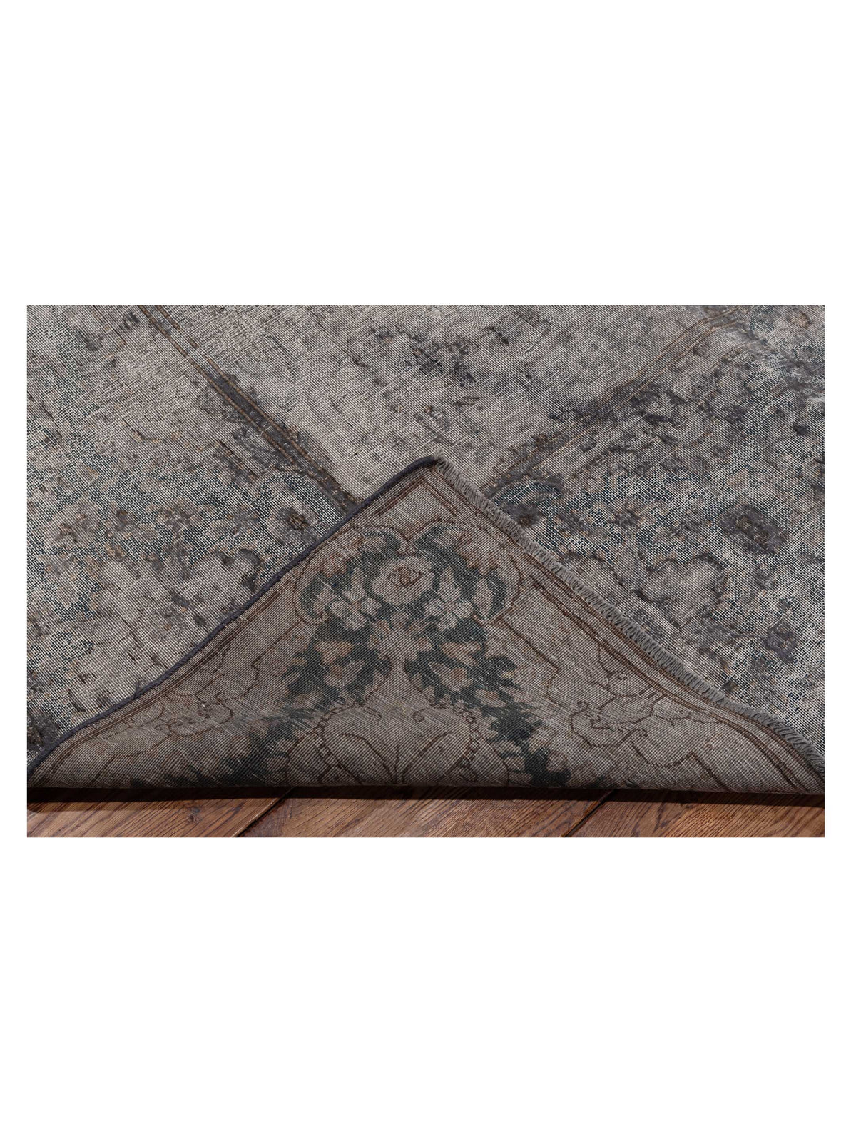 Vintage 130367 Dark Gray Gray 9.7x12.6 Hand Knotted Rug