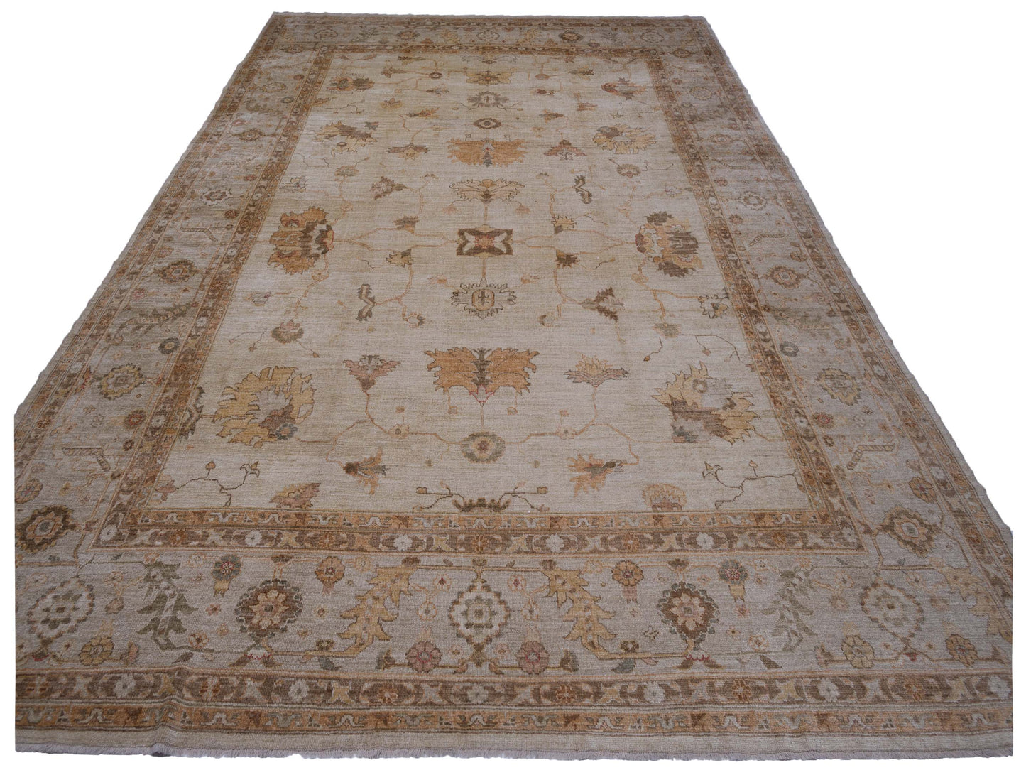 Angora Oushak 104953 Ivory Silver 13.8x18 Hand Knotted Rug