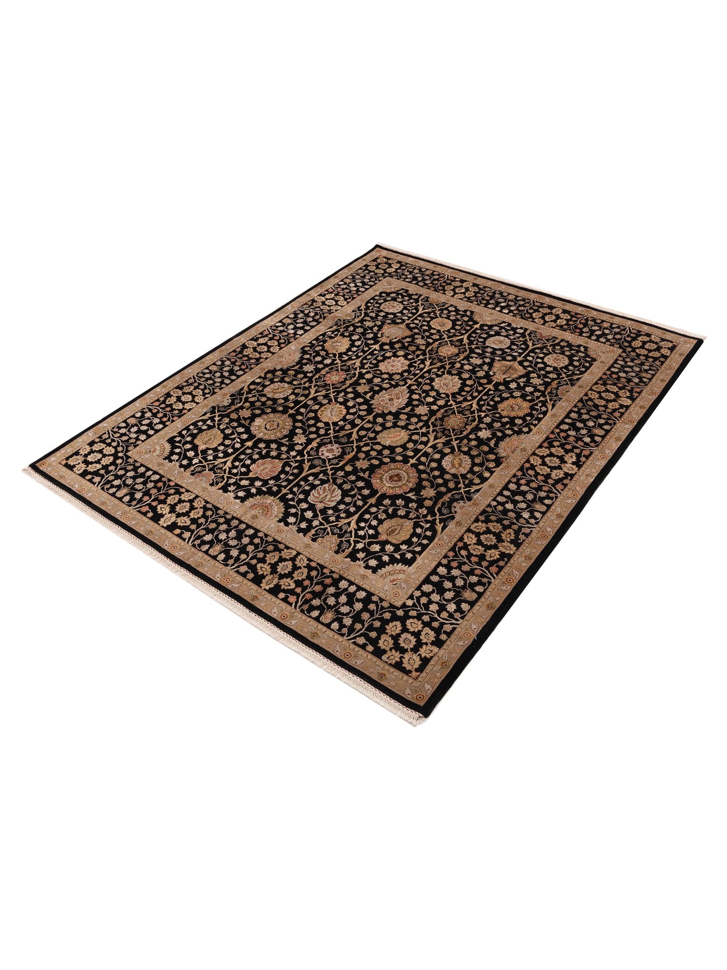 Imperial Silk 145038 Black Black 8.3x10.1 Hand Knotted Rug