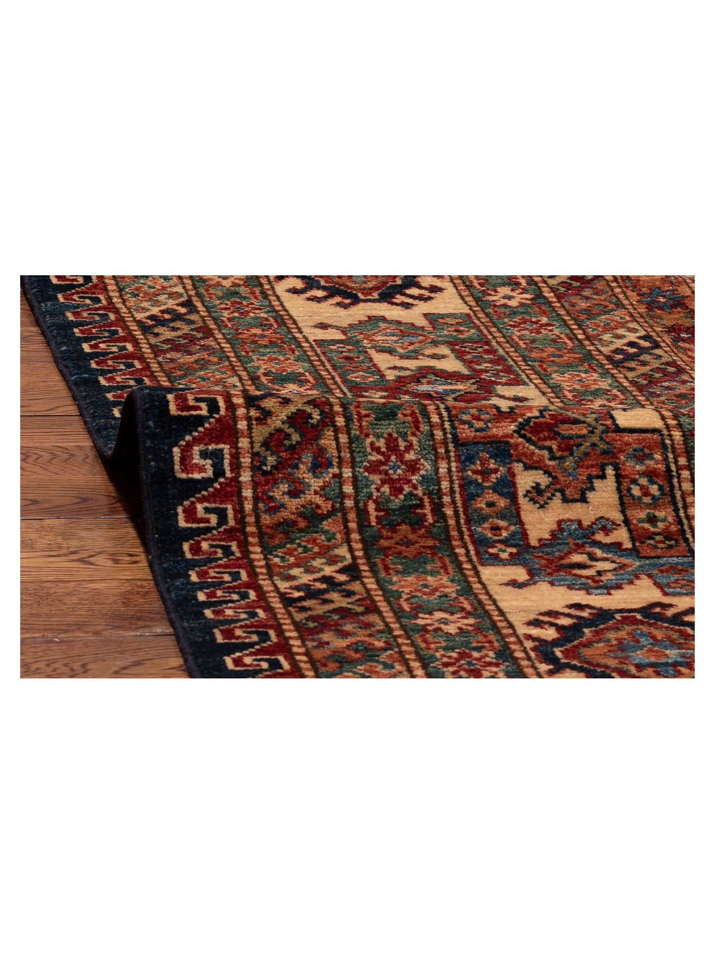 Artisan Kazak 152849 Navy Ivory 9.9x13.8 Hand Knotted Rug