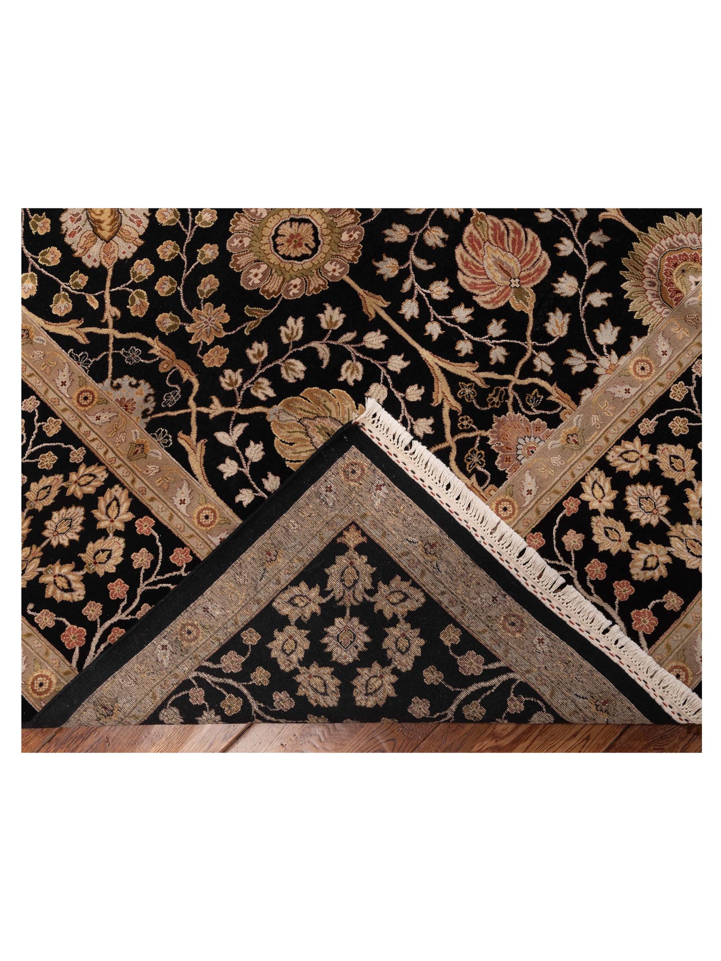 Imperial Silk 145038 Black Black 8.3x10.1 Hand Knotted Rug