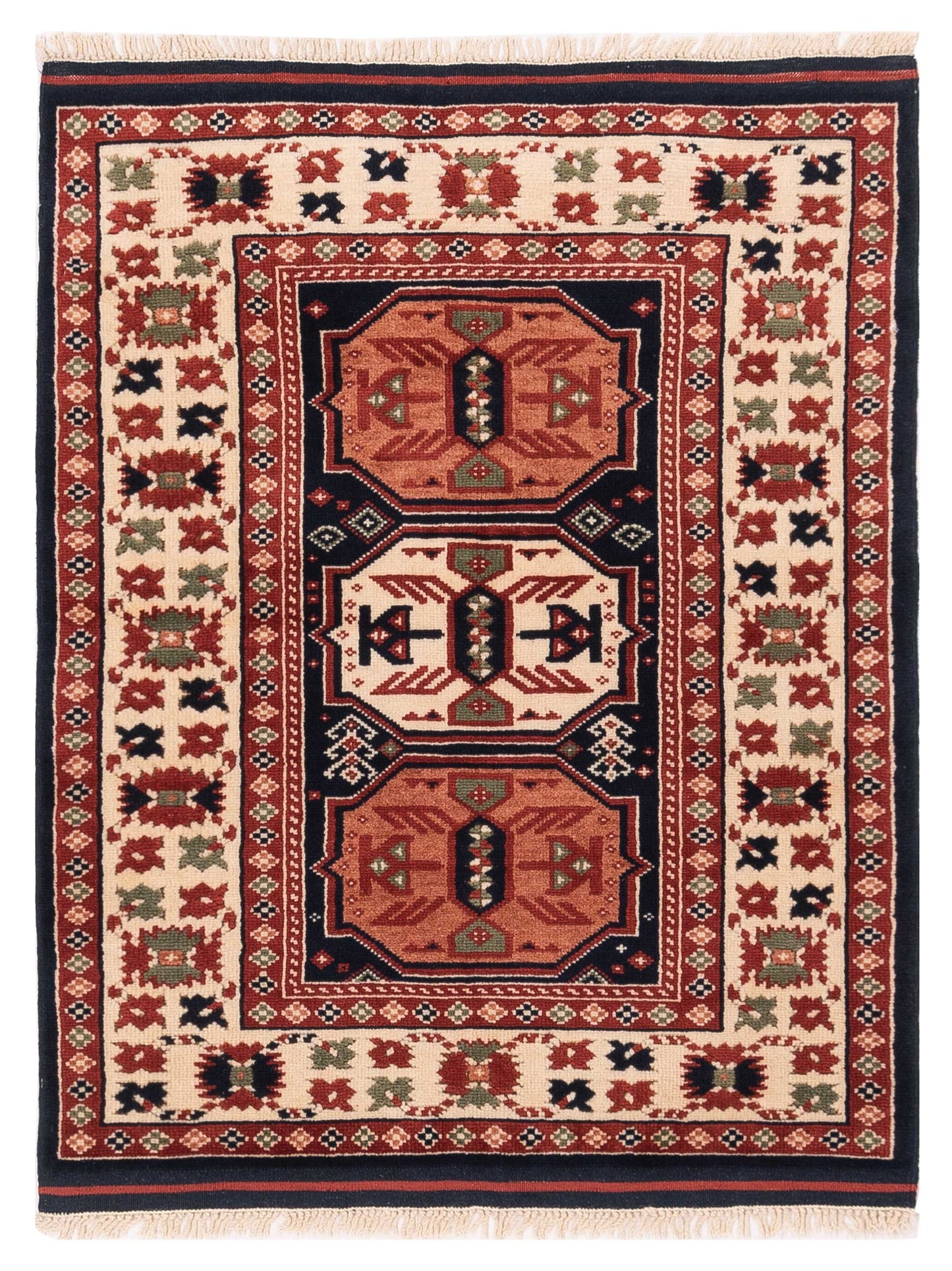 Pasha Turkish Shirwan  Navy Ivory Traditional