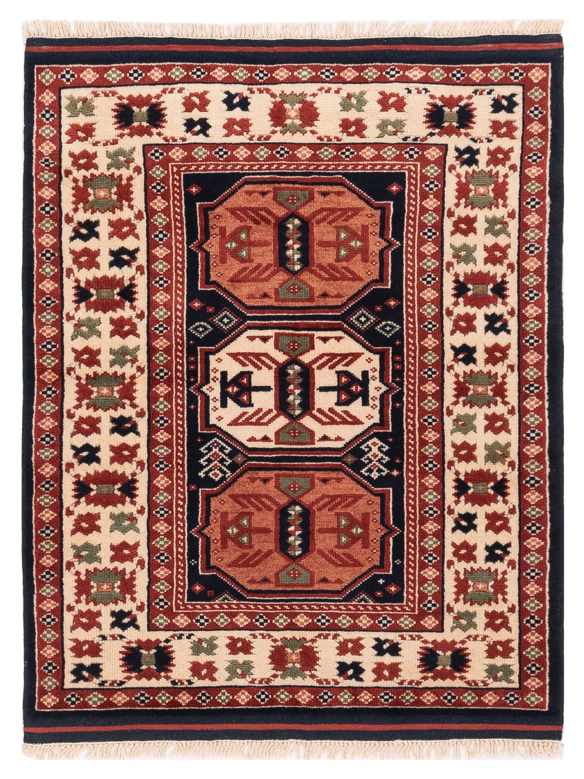 Pasha Turkish Shirwan  Navy Ivory Traditional