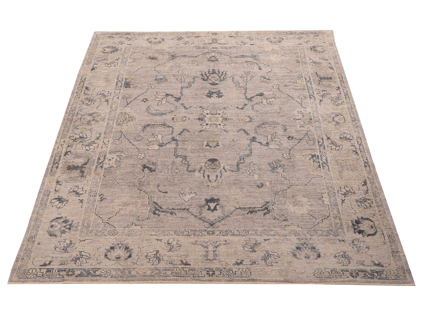 Angora Oushak 156073 Gray Gray 7.11x10 Hand Knotted Rug