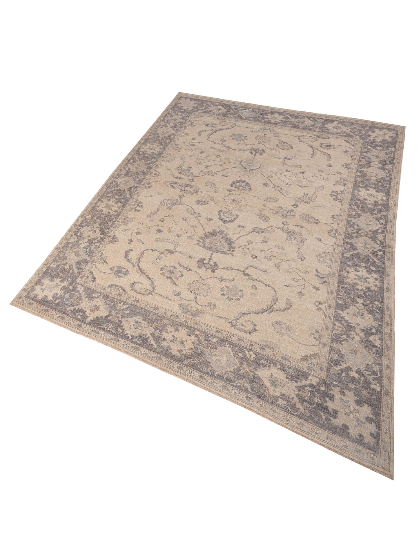 Angora Oushak 126202 Ivory Gray 11.3x15.6 Hand Knotted Rug
