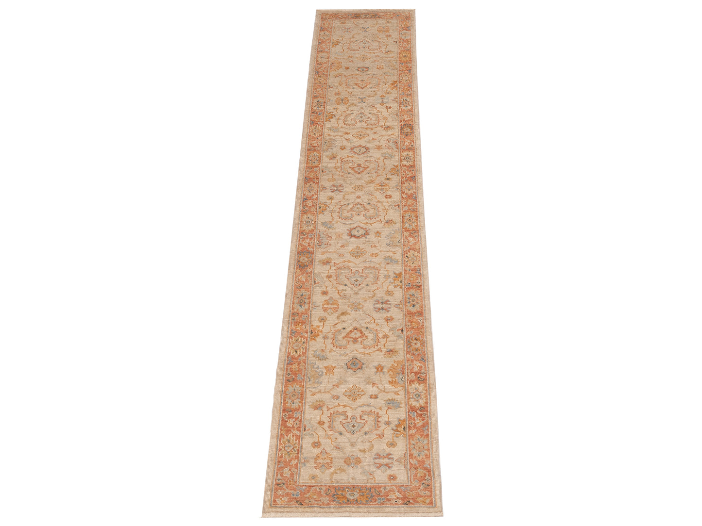 Angora Oushak 149539 Ivory Rust 2.5x13.3 Hand Knotted Rug