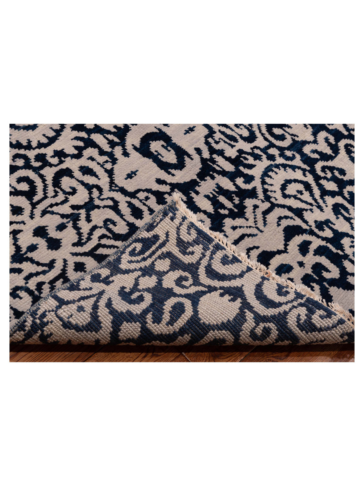 Agra 127529 Ivory Blue 8.10x11.6 Hand Knotted Rug
