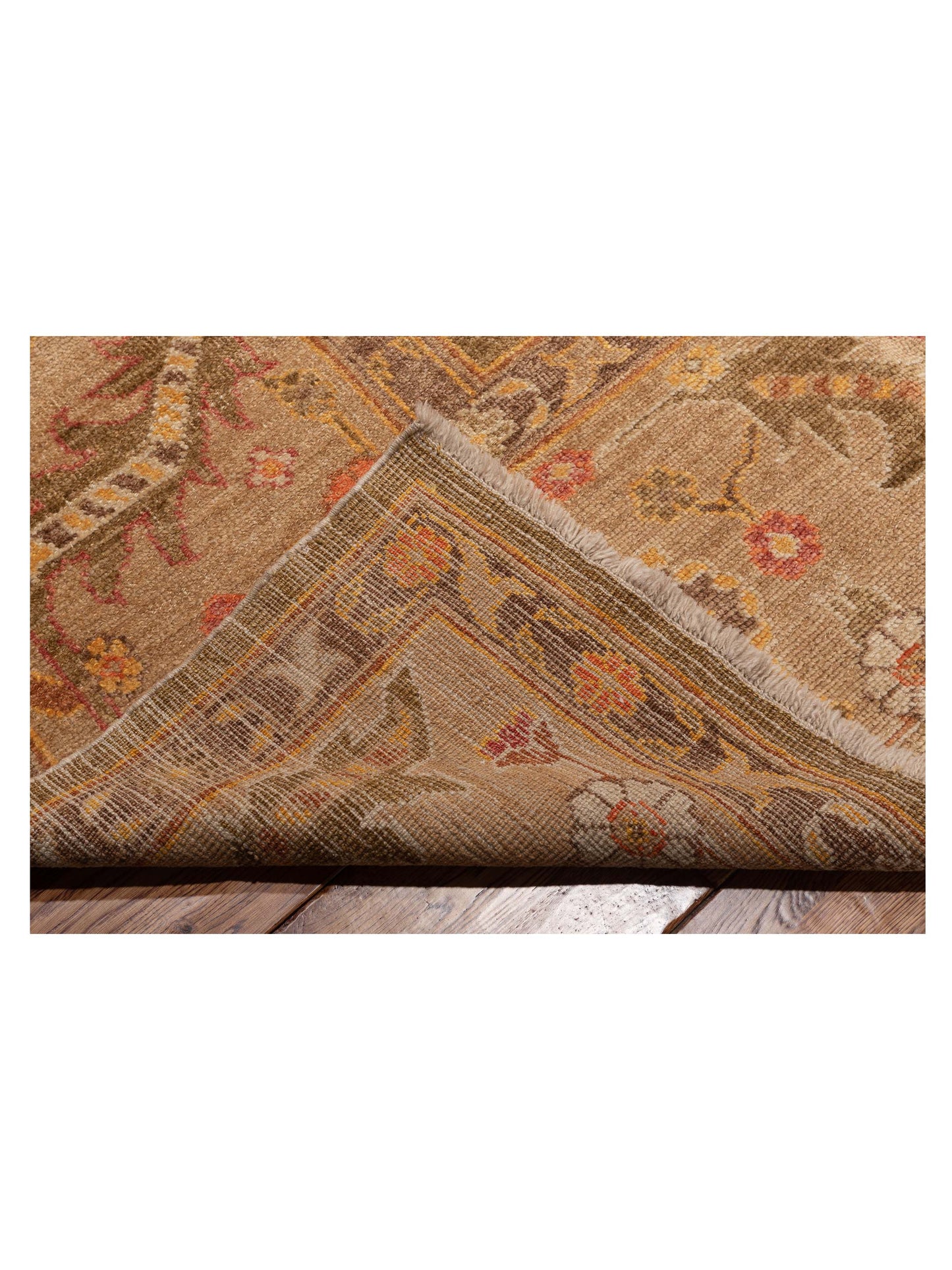 Angora Oushak 107604 Green Light Brown 13.2x16.2 Hand Knotted Rug