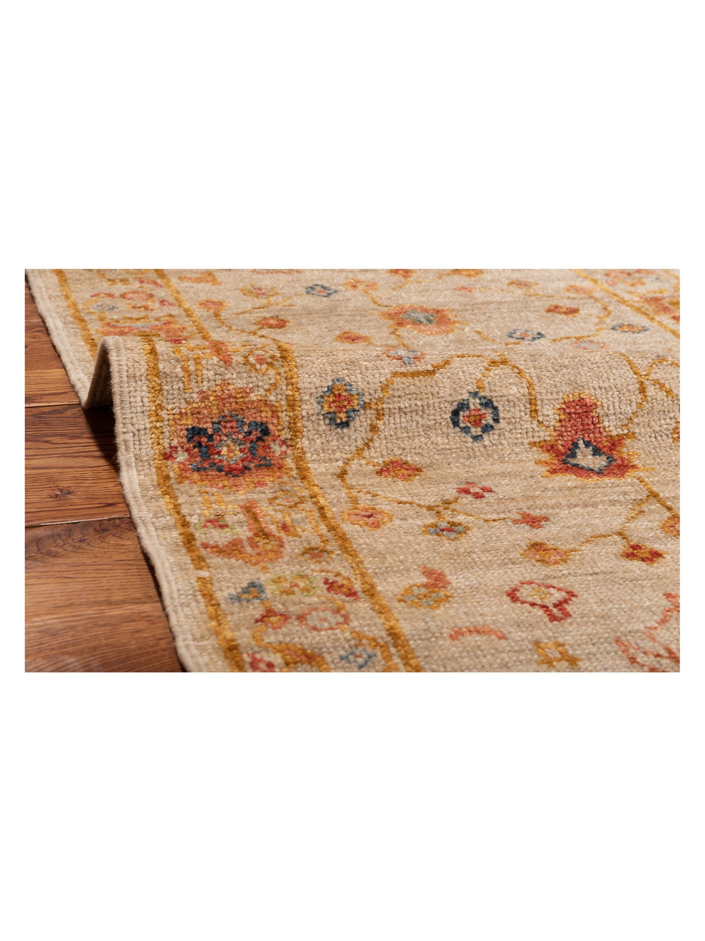 Angora Oushak 146496 Ivory Silver 2.7x14.1 Hand Knotted Rug