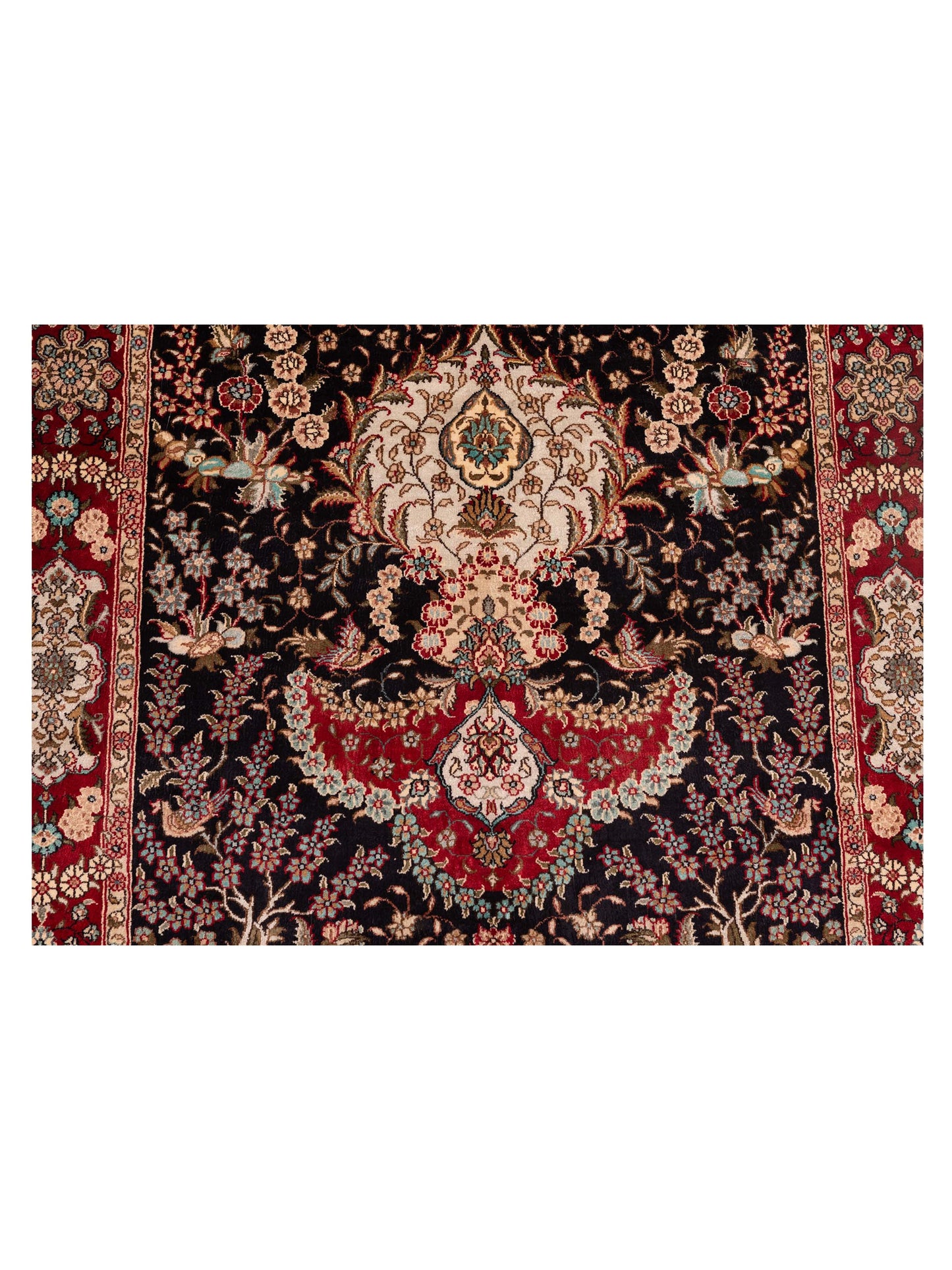 Pure Silk 118038 Black Red 3x4.10 Hand Knotted Rug